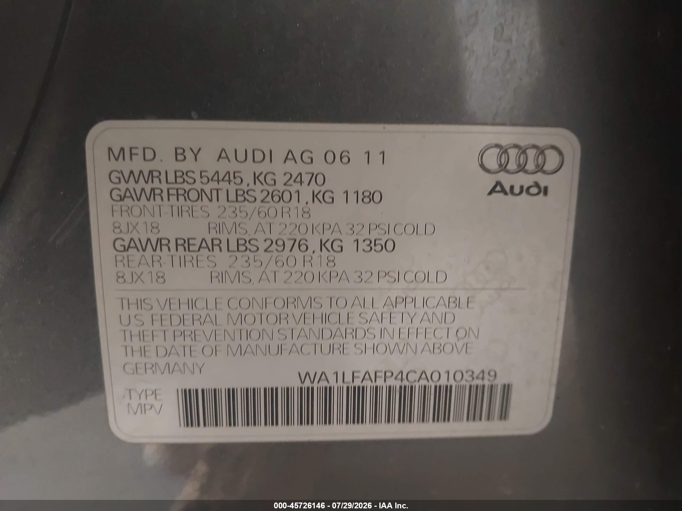 2012 Audi Q5 2.0t Premium Gray vin: WA1LFAFP4CA010349