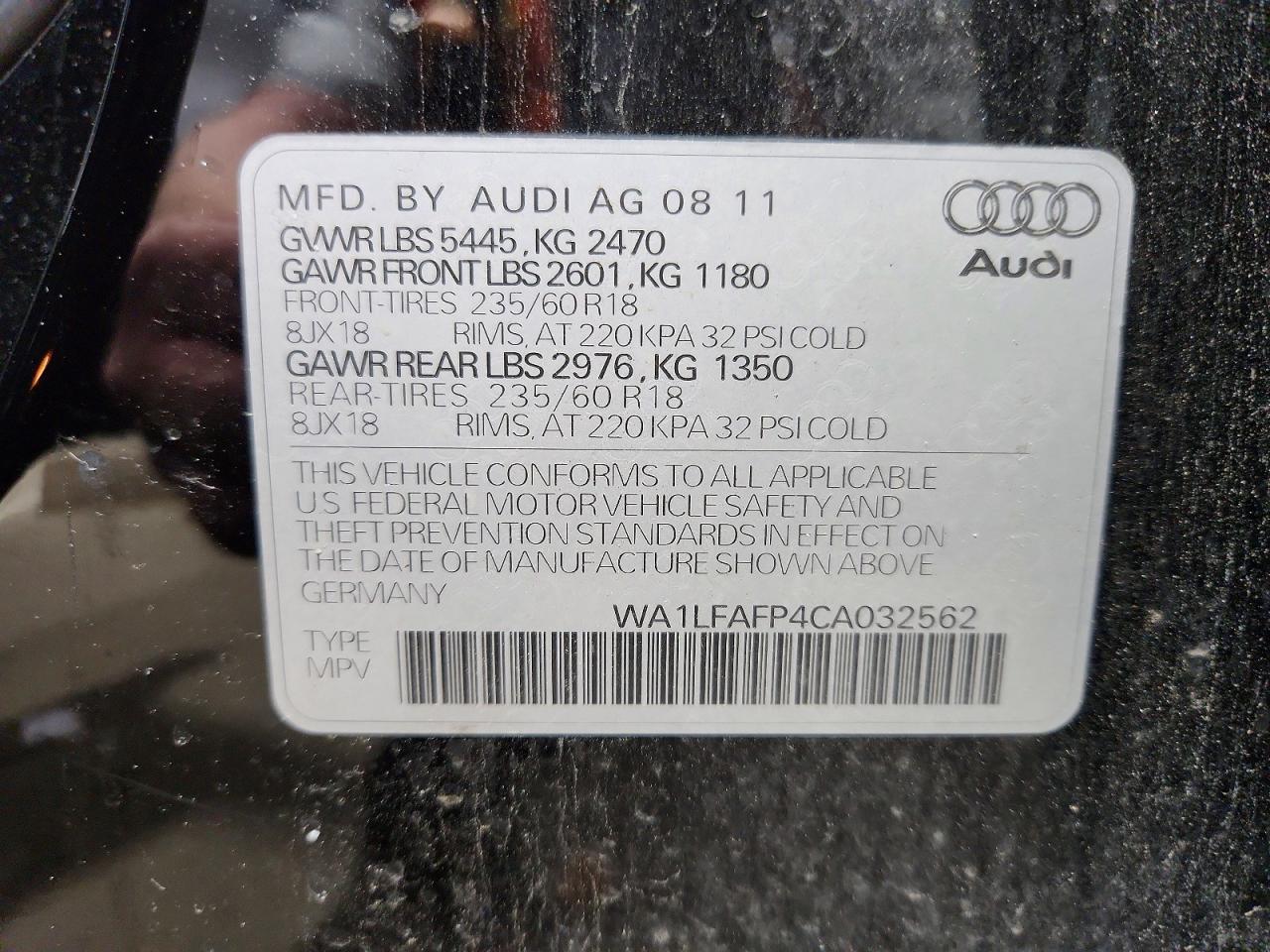 2012 Audi Q5 Premium Plus Черный vin: WA1LFAFP4CA032562