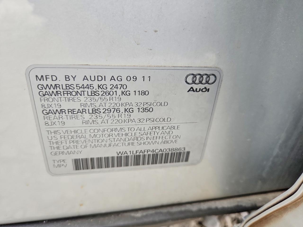2012 Audi Q5 Premium Plus Серебряный vin: WA1LFAFP4CA038863