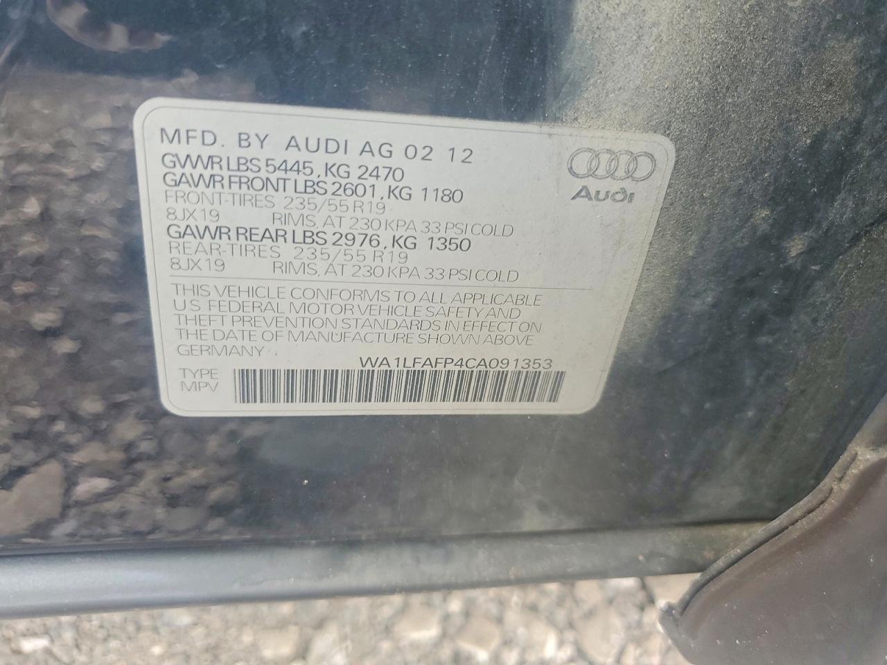 2012 Audi Q5 Premium Plus Blue vin: WA1LFAFP4CA091353