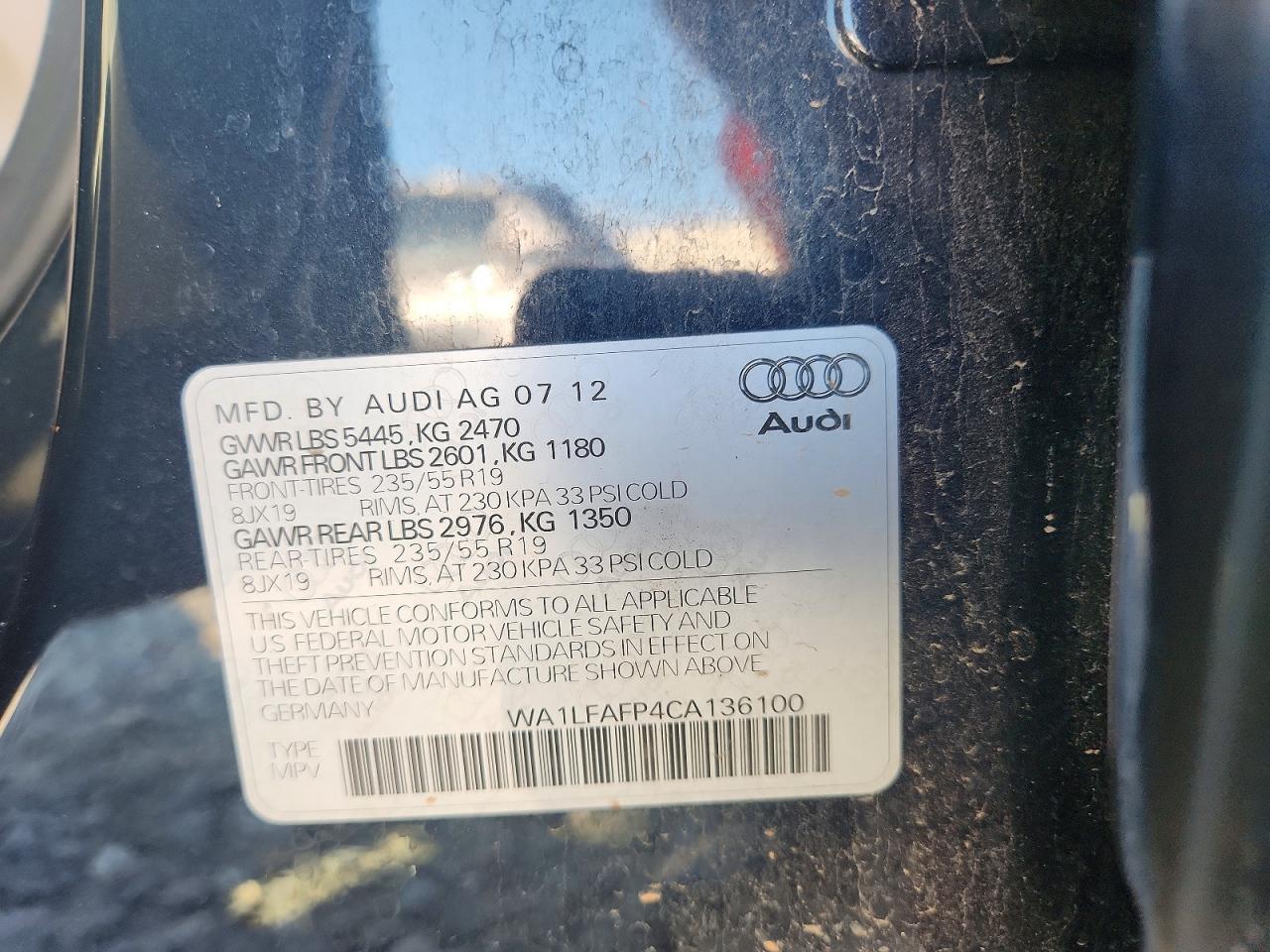 2012 Audi Q5 Premium Plus Blue vin: WA1LFAFP4CA136100