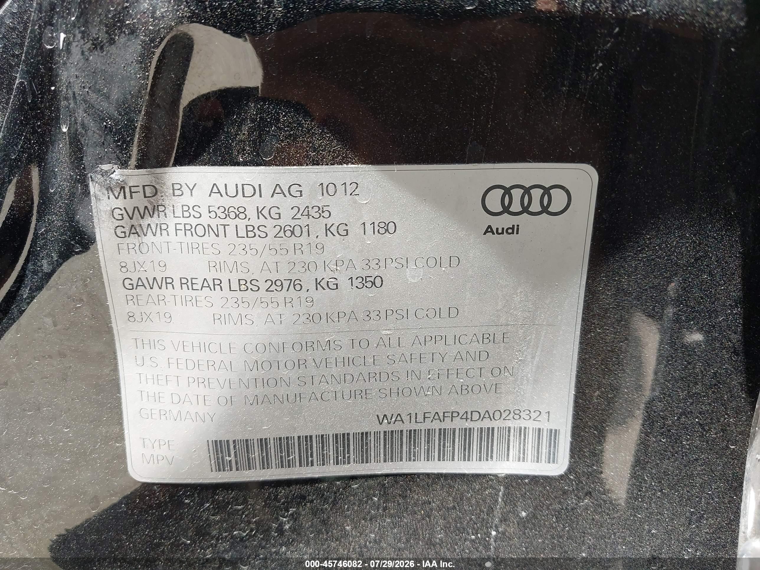 2013 Audi Q5 2.0t Premium Black vin: WA1LFAFP4DA028321