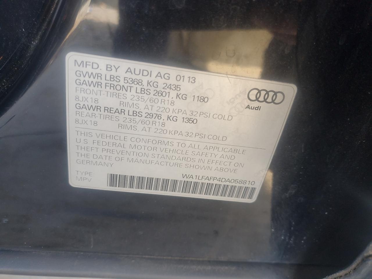 2013 Audi Q5 Premium Plus Black vin: WA1LFAFP4DA058810