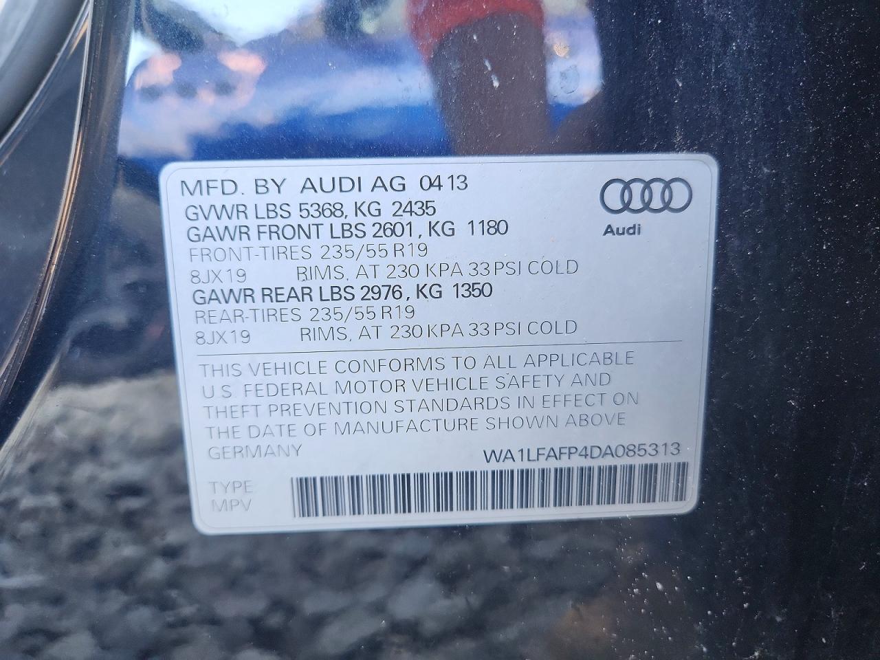 2013 Audi Q5 Premium Plus Blue vin: WA1LFAFP4DA085313