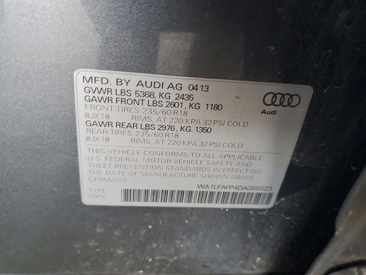 2013 Audi Q5 Premium Plus Gray vin: WA1LFAFP4DA085523