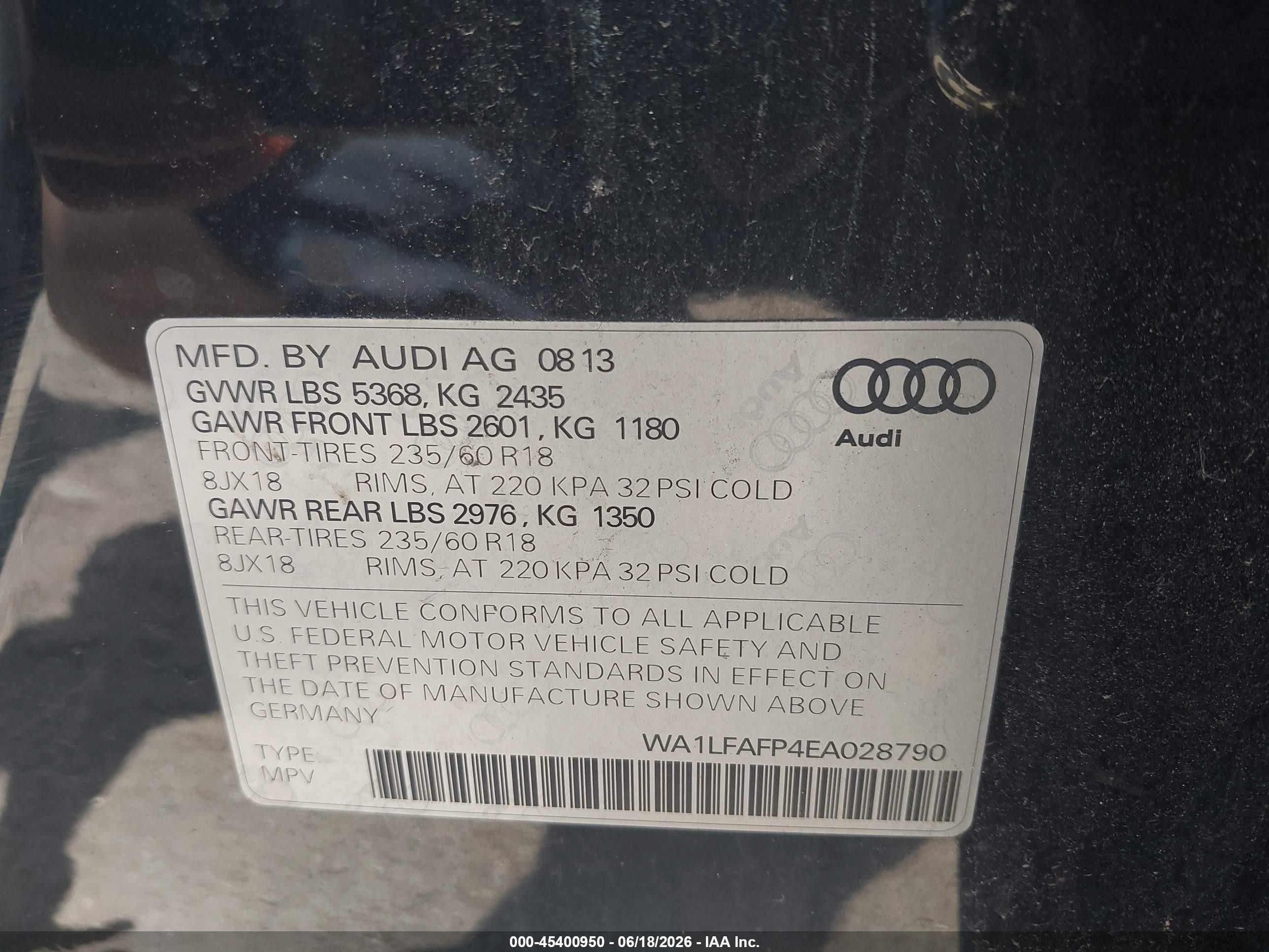 2014 Audi Q5 2.0t Premium Black vin: WA1LFAFP4EA028790