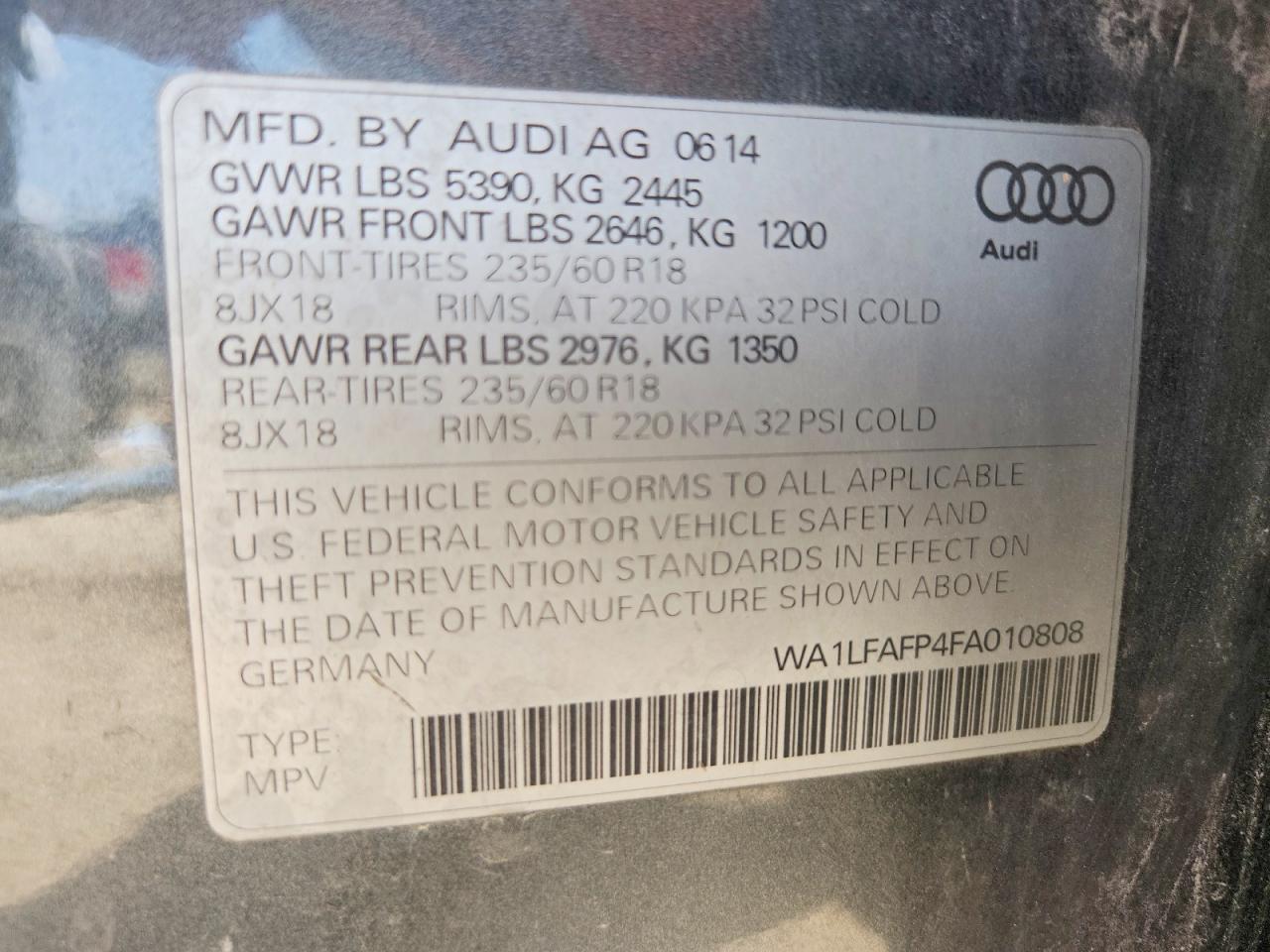 2015 Audi Q5 Premium Plus Gray vin: WA1LFAFP4FA010808