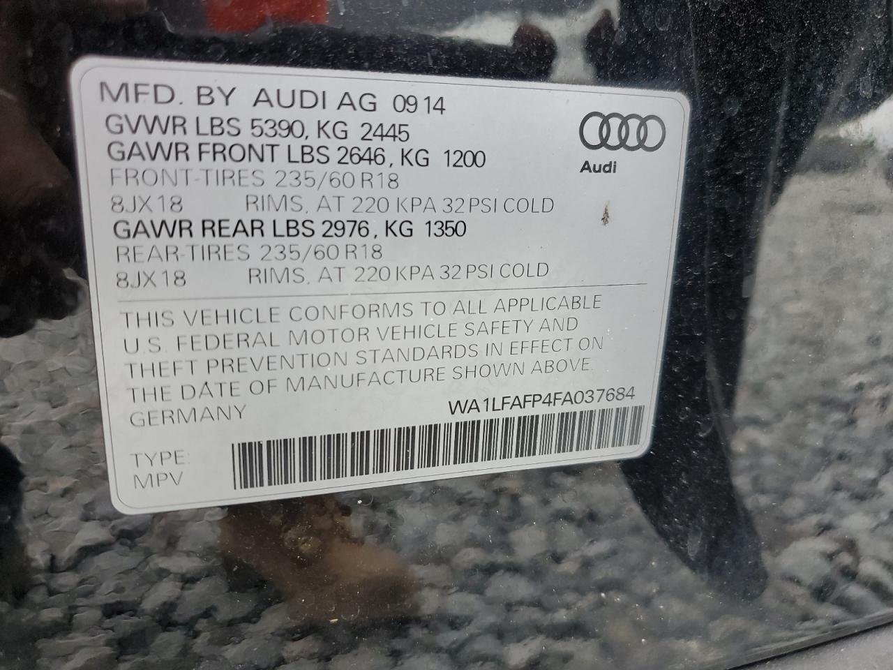 2015 Audi Q5 Premium Plus Black vin: WA1LFAFP4FA037684
