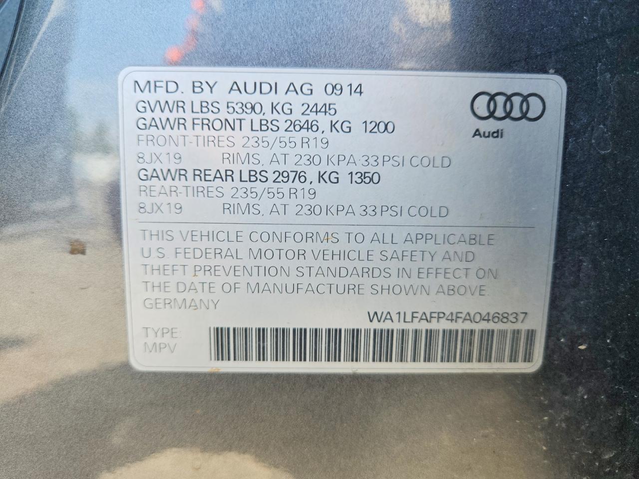 2015 Audi Q5 Premium Plus Gray vin: WA1LFAFP4FA046837