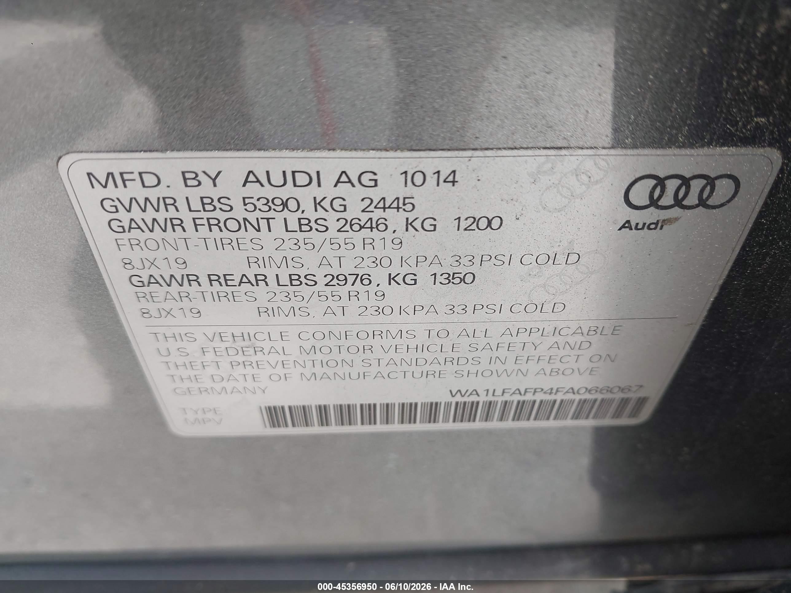 2015 Audi Q5 2.0t Premium Gray vin: WA1LFAFP4FA066067