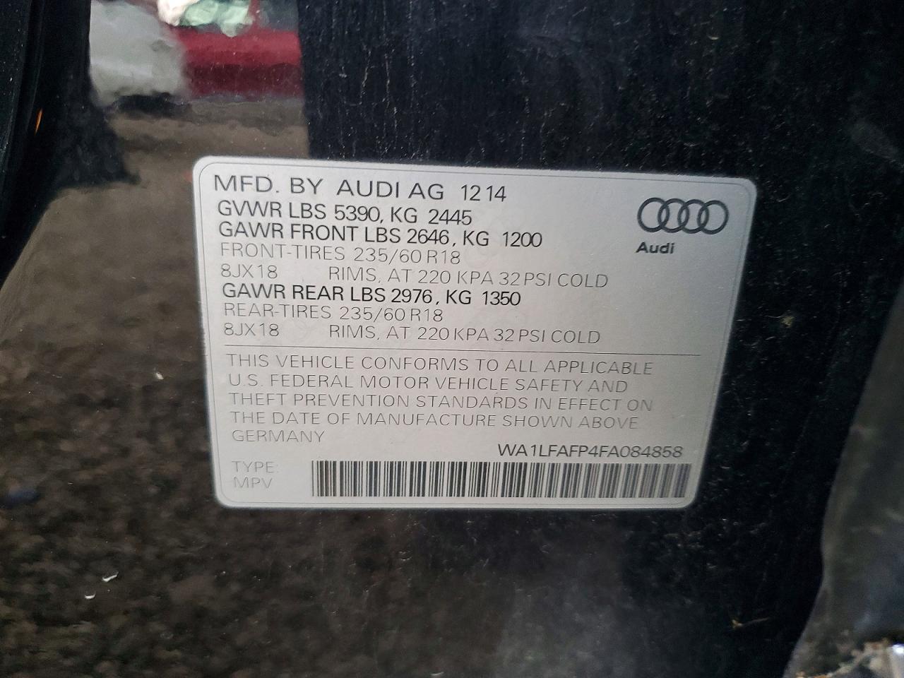 2015 Audi Q5 Premium Plus Black vin: WA1LFAFP4FA084858
