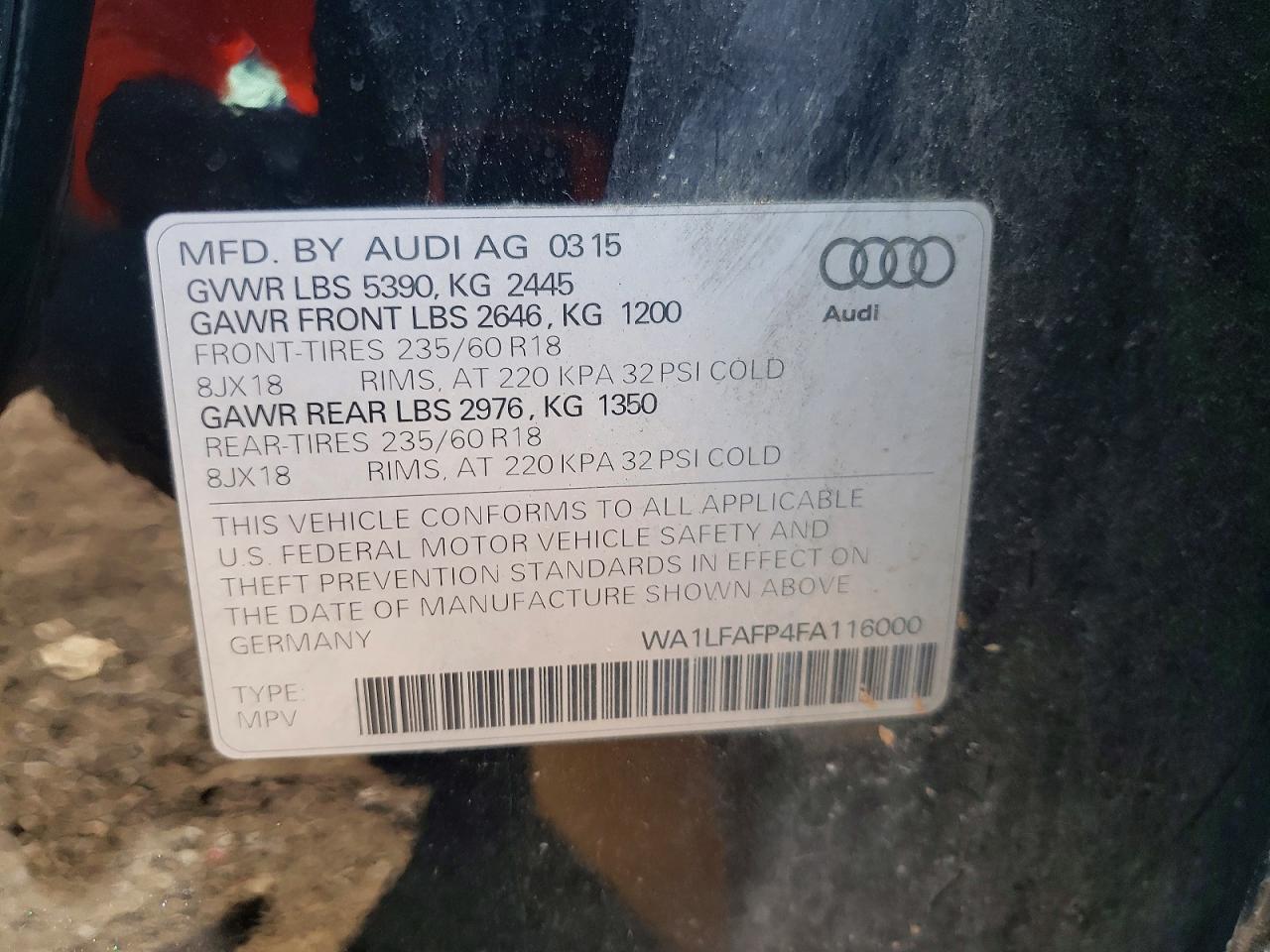 2015 Audi Q5 Premium Plus Black vin: WA1LFAFP4FA116000
