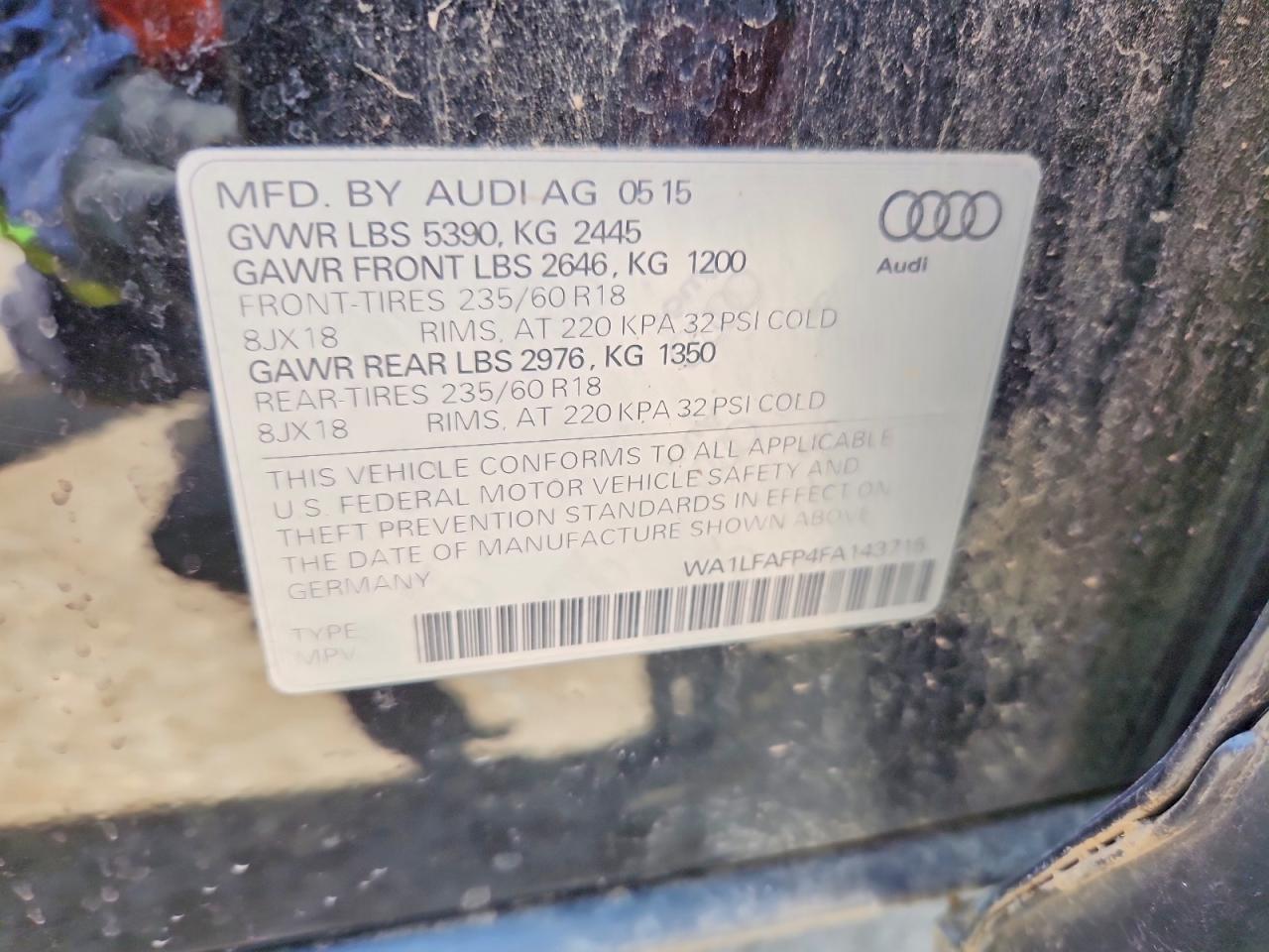2015 Audi Q5 Premium Plus Black vin: WA1LFAFP4FA143715