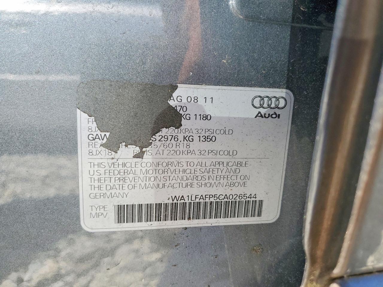 2012 Audi Q5 Premium Plus Gray vin: WA1LFAFP5CA026544