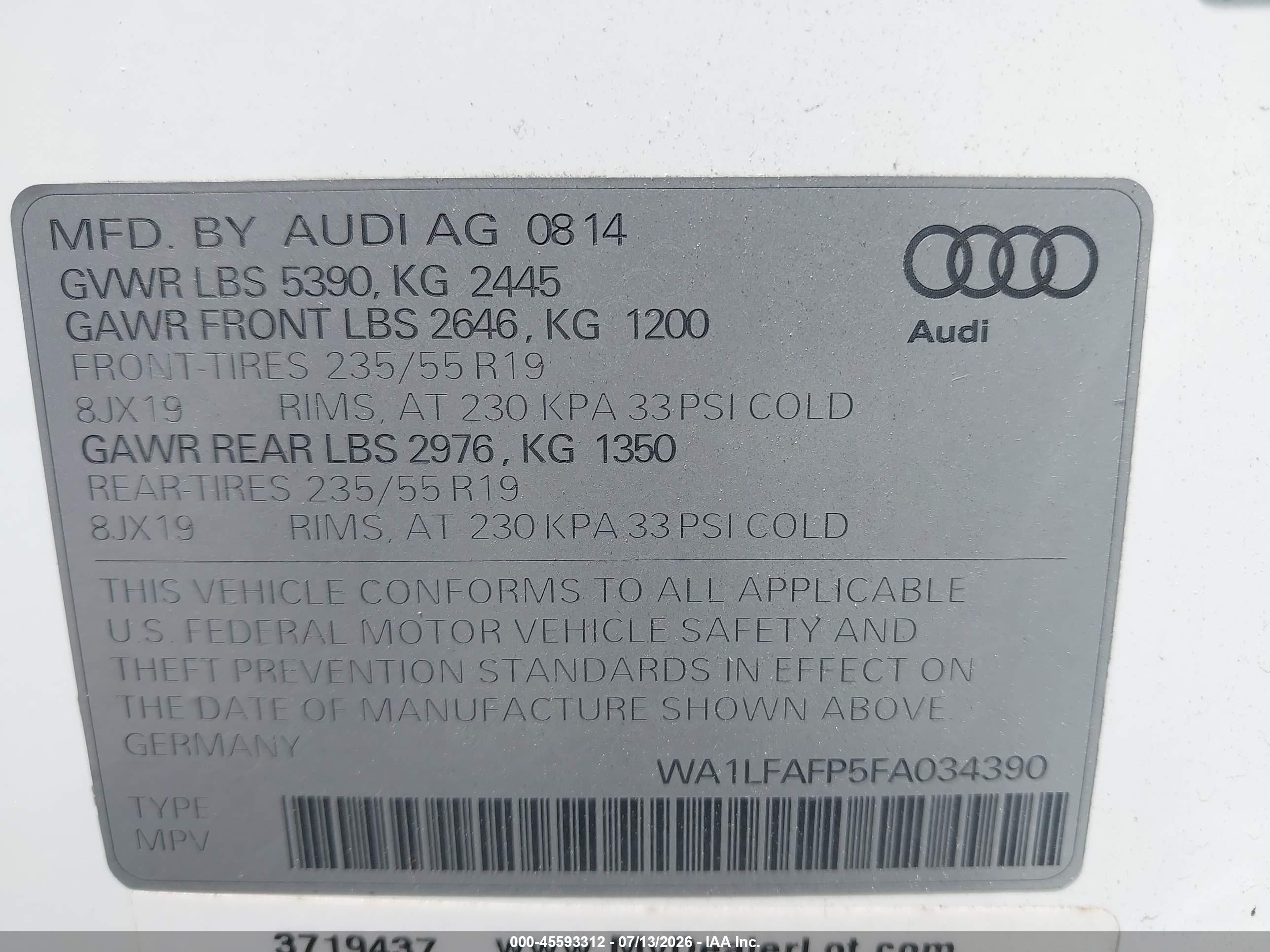 2015 Audi Q5 2.0t Premium White vin: WA1LFAFP5FA034390