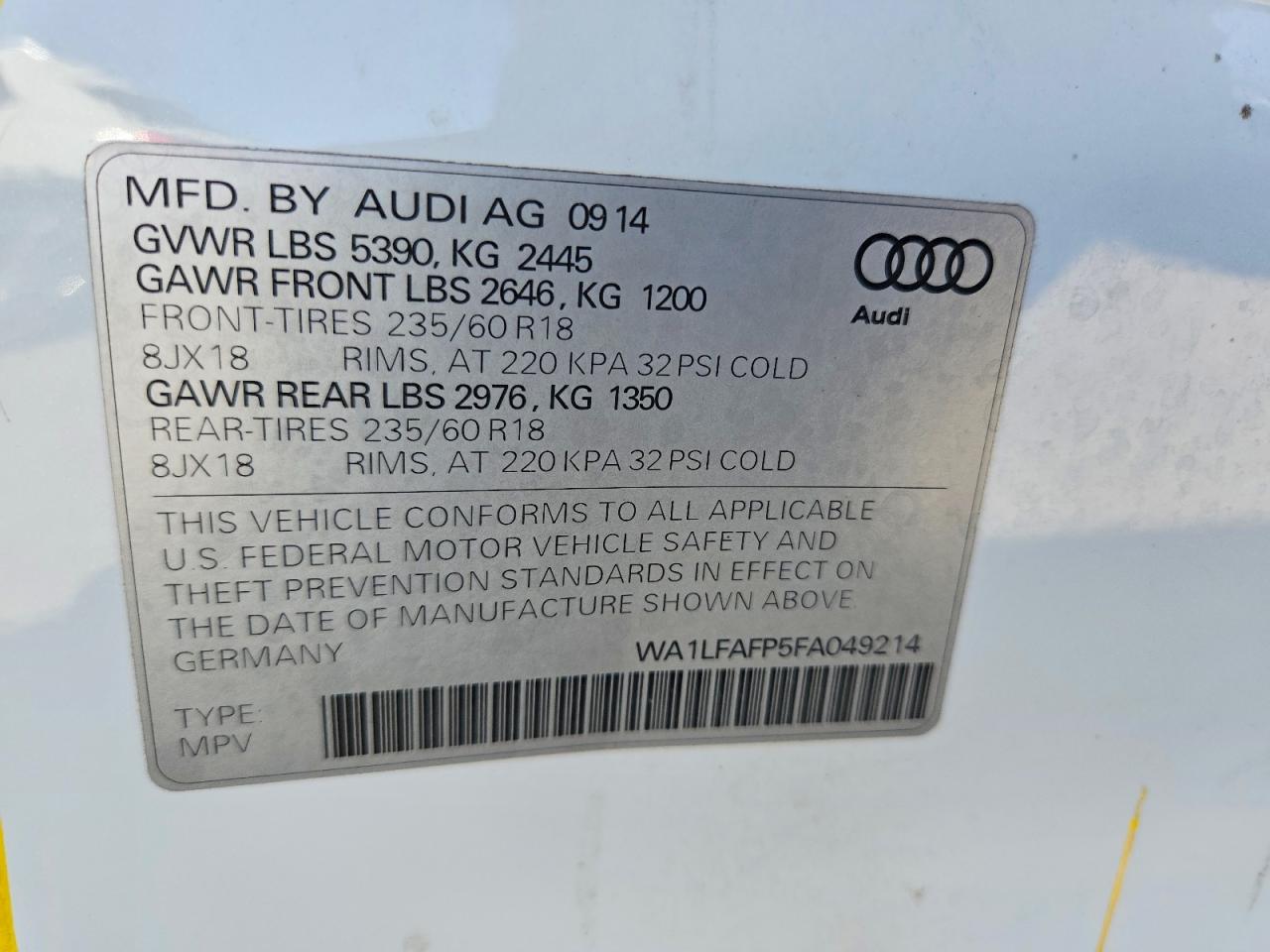 2015 Audi Q5 Premium Plus White vin: WA1LFAFP5FA049214