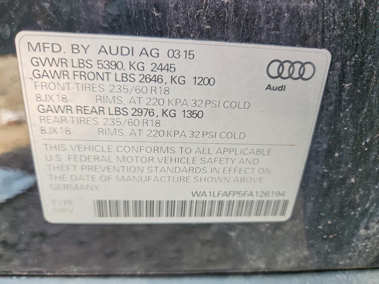 2015 Audi Q5 Premium Plus Black vin: WA1LFAFP5FA126194
