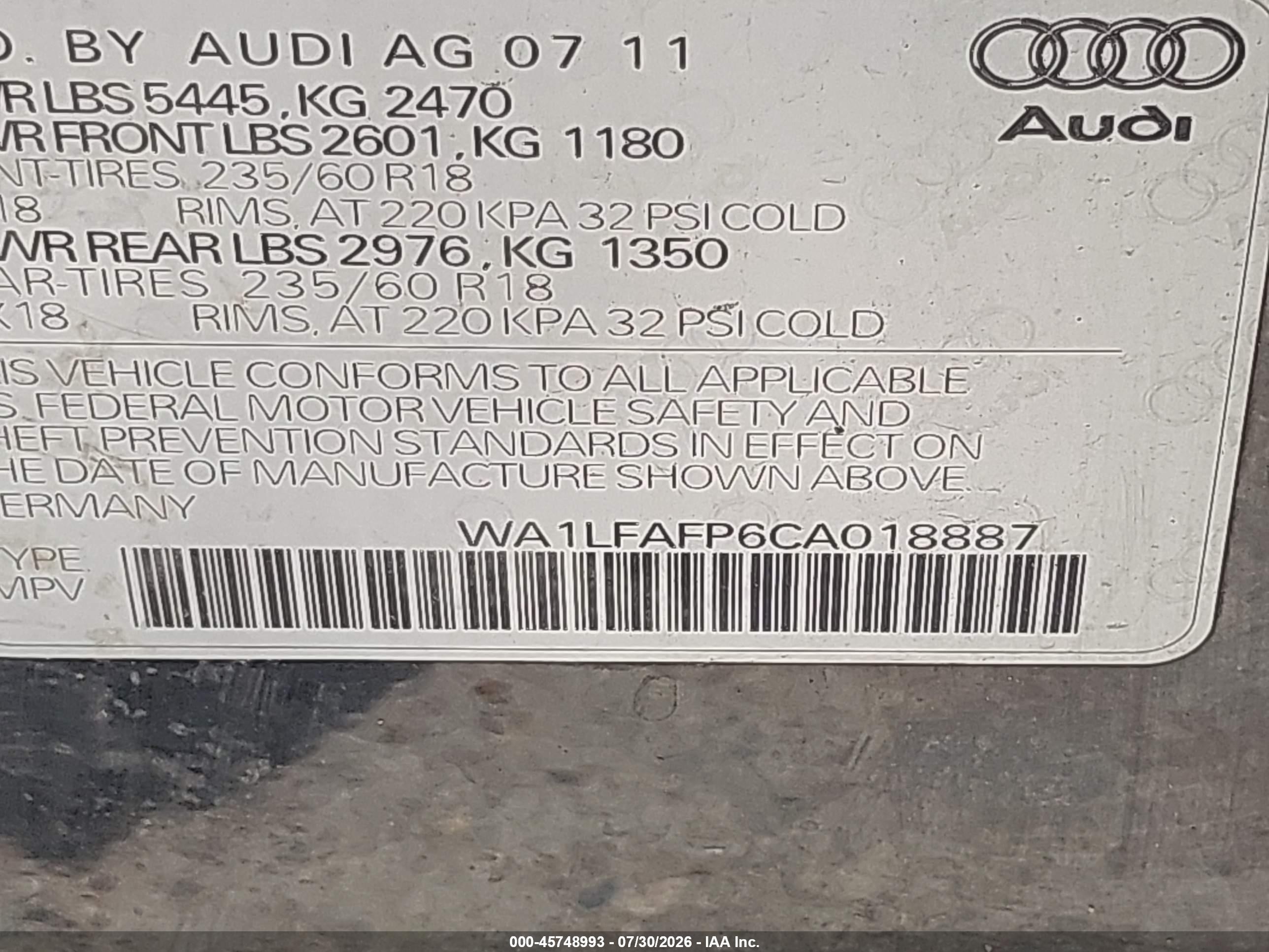 2012 Audi Q5 2.0t Premium Black vin: WA1LFAFP6CA018887