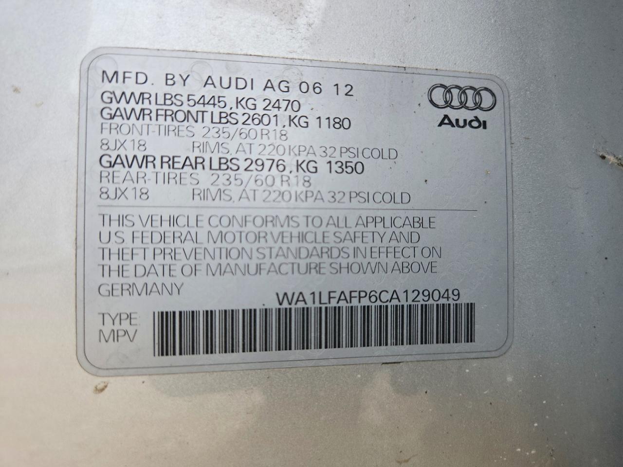 2012 Audi Q5 Premium Plus Silver vin: WA1LFAFP6CA129049