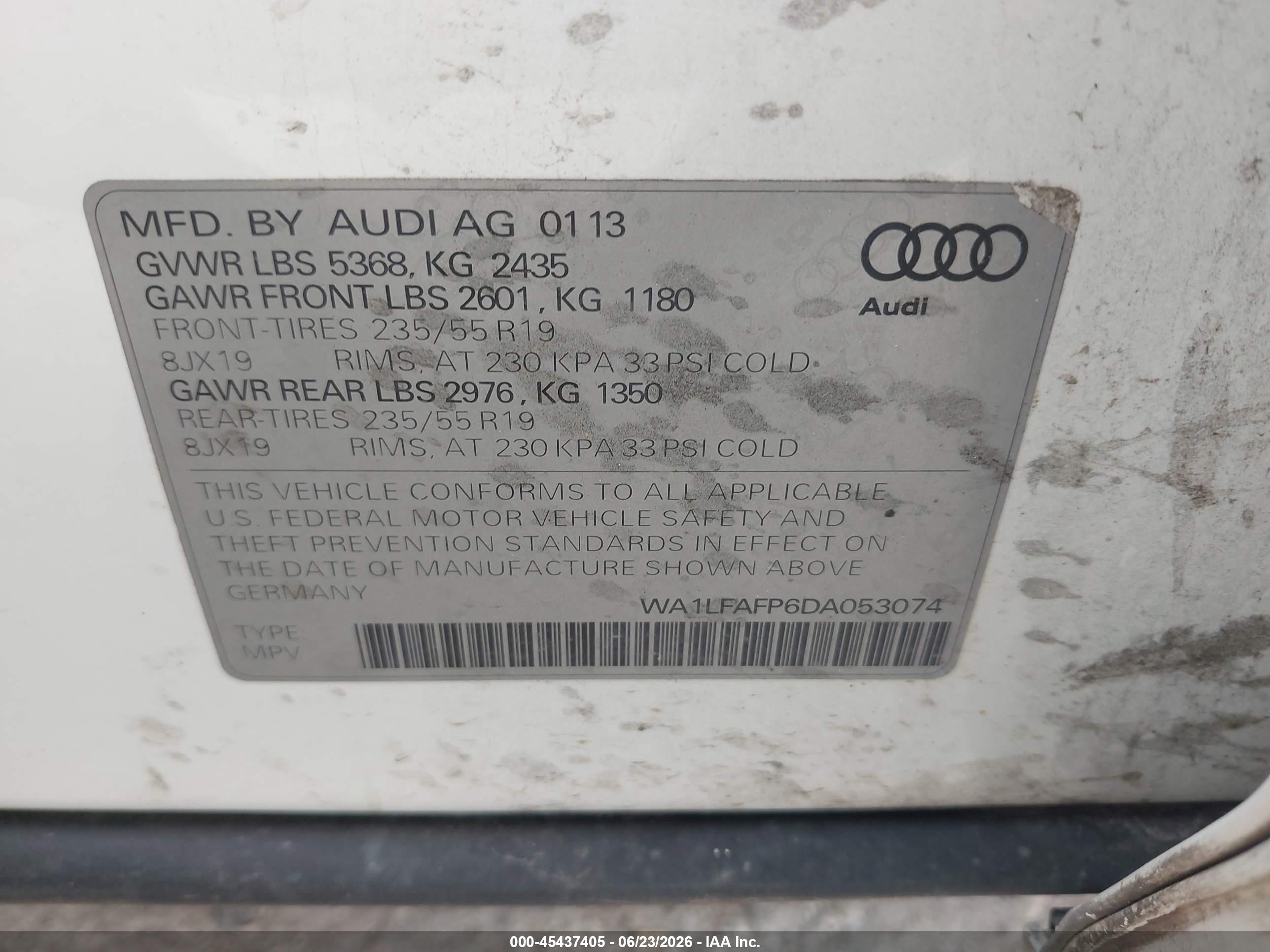 2013 Audi Q5 2.0t Premium White vin: WA1LFAFP6DA053074