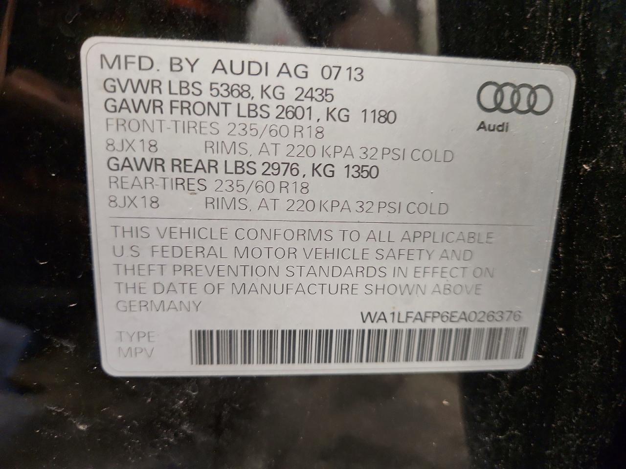 2014 Audi Q5 Premium Plus Black vin: WA1LFAFP6EA026376