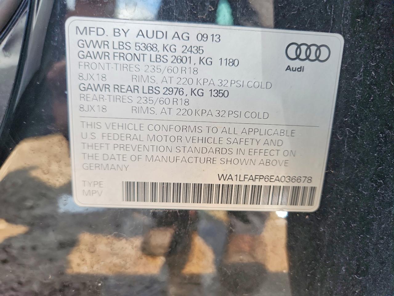 2014 Audi Q5 Premium Plus Black vin: WA1LFAFP6EA036678