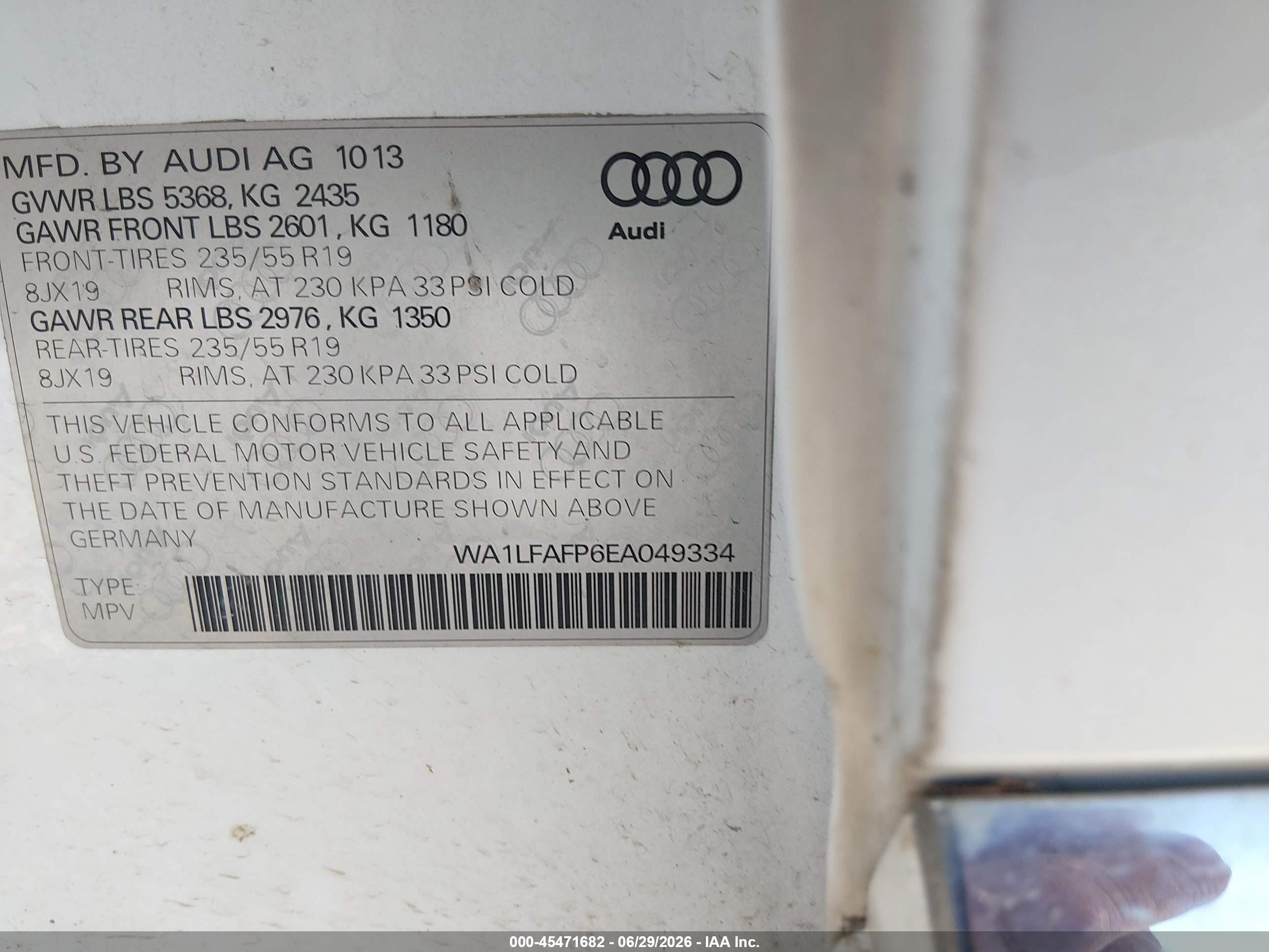 2014 Audi Q5 2.0t Premium White vin: WA1LFAFP6EA049334