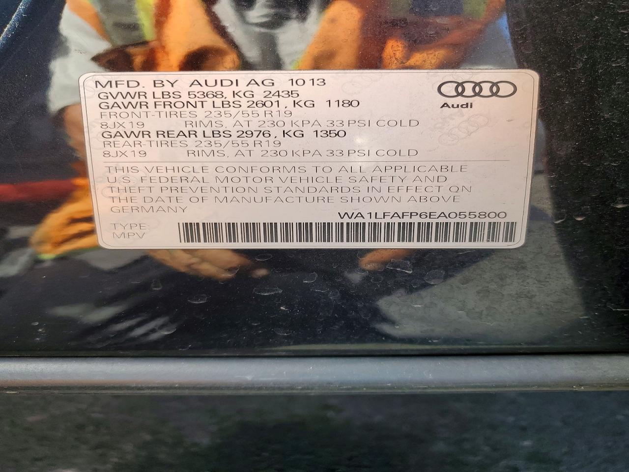 2014 Audi Q5 Premium Plus Blue vin: WA1LFAFP6EA055800