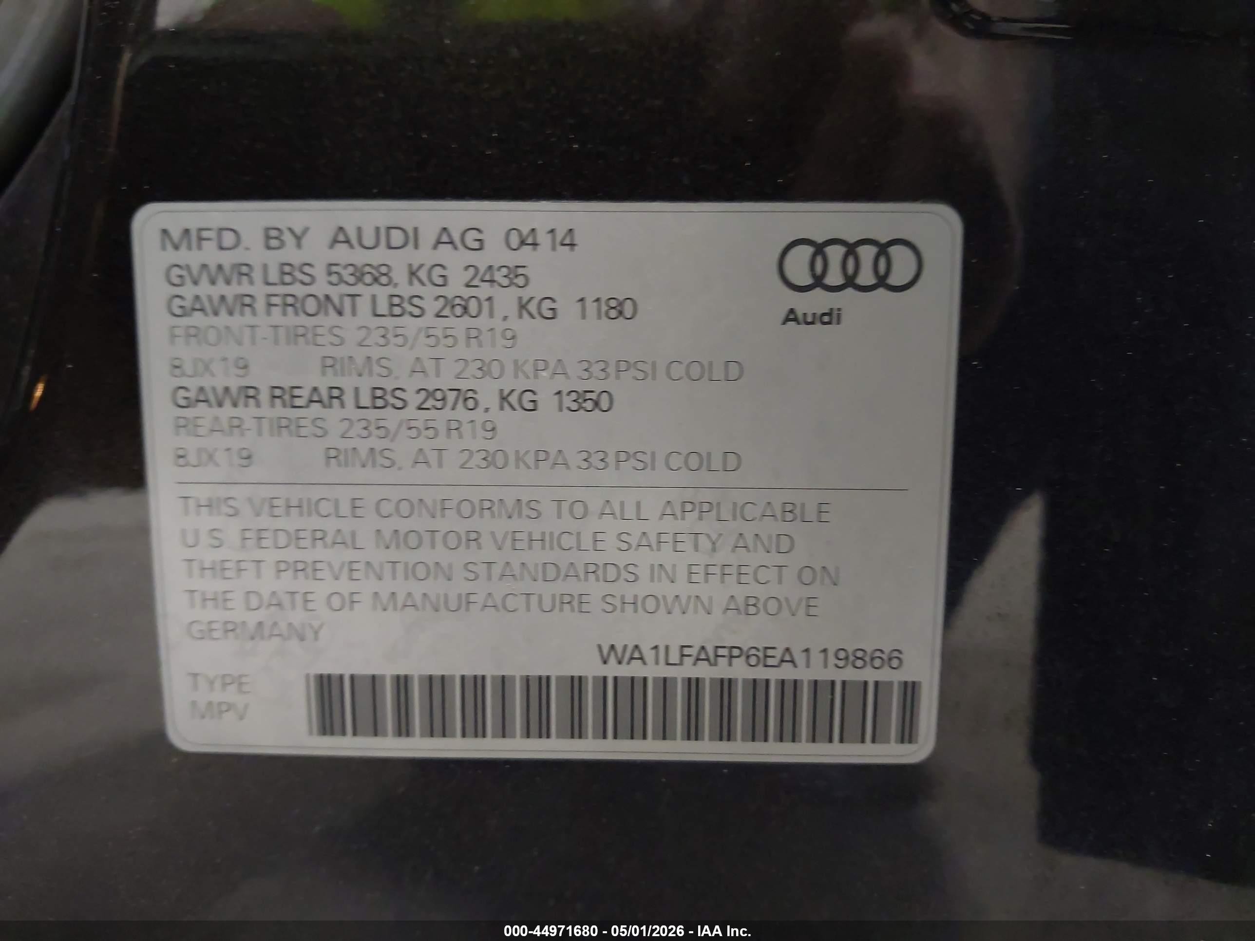 2014 Audi Q5 2.0t Premium Gray vin: WA1LFAFP6EA119866