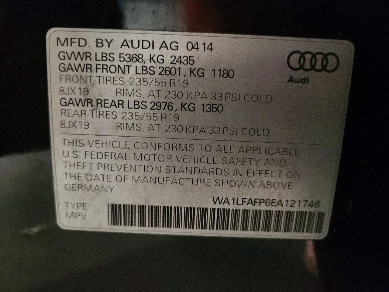 2014 Audi Q5 Premium Plus Black vin: WA1LFAFP6EA121746