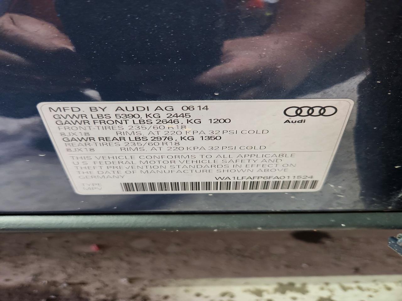 2015 Audi Q5 Premium Plus Blue vin: WA1LFAFP6FA011524