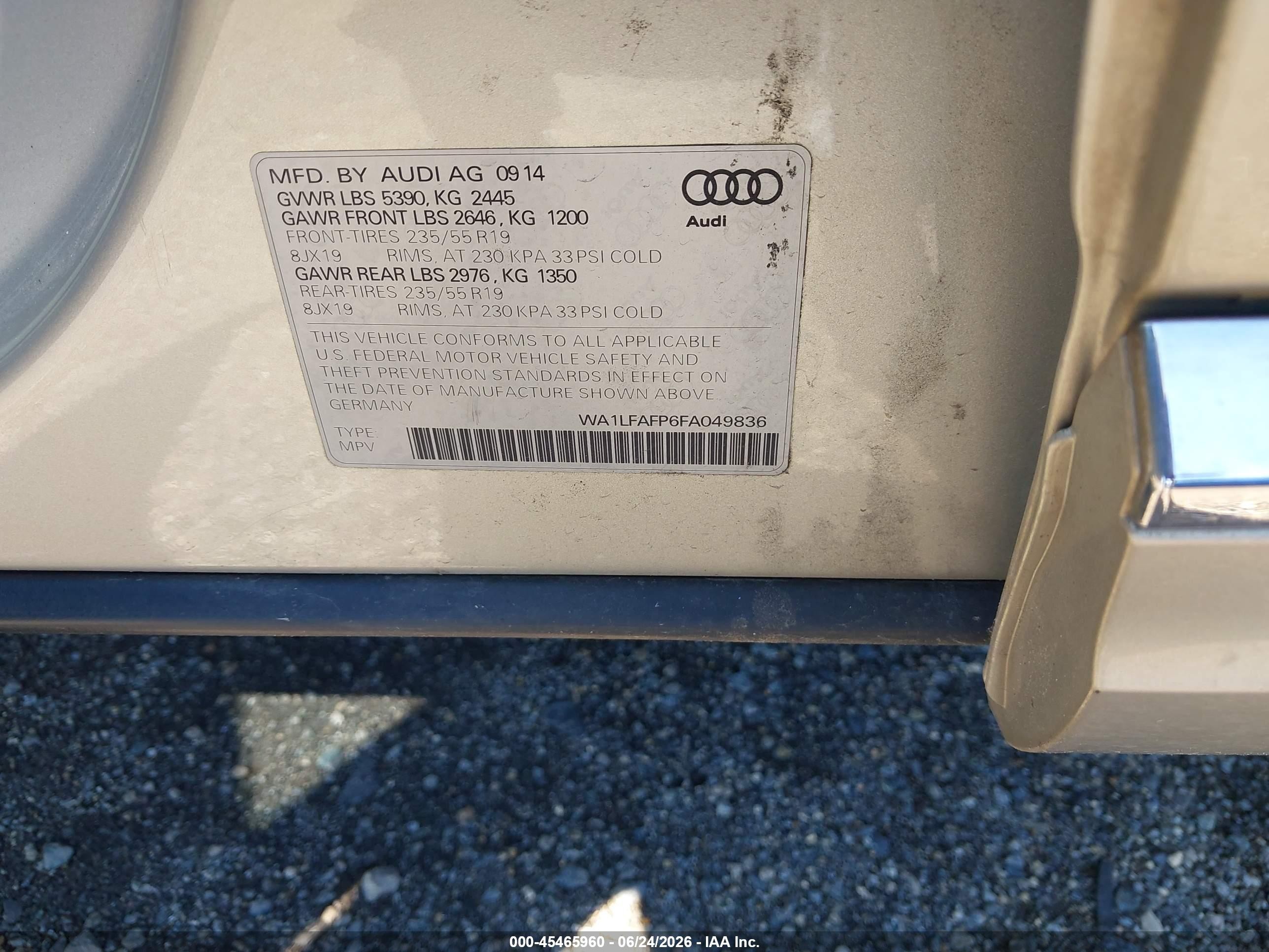 2015 Audi Q5 2.0t Premium Silver vin: WA1LFAFP6FA049836