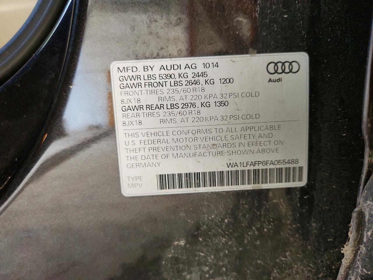 2015 Audi Q5 Premium Plus Black vin: WA1LFAFP6FA055488