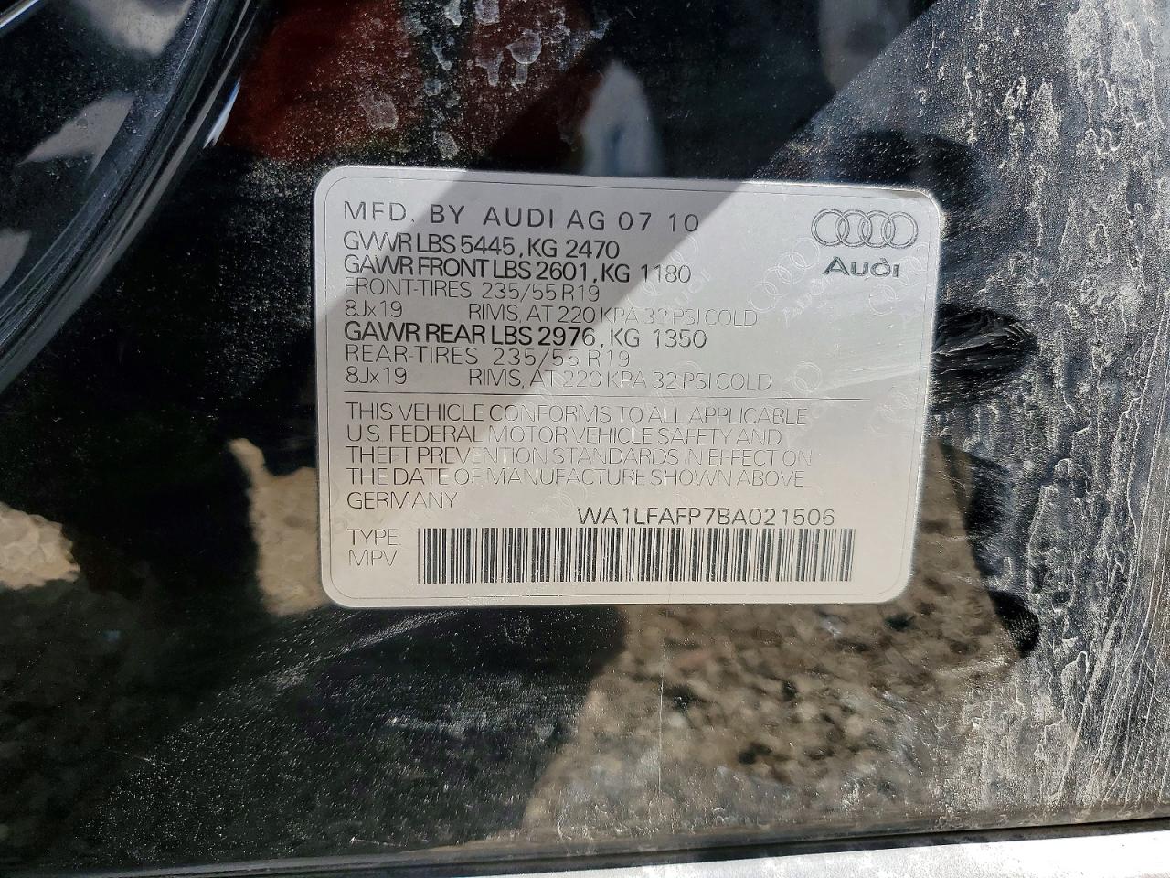 2011 Audi Q5 Premium Plus Black vin: WA1LFAFP7BA021506