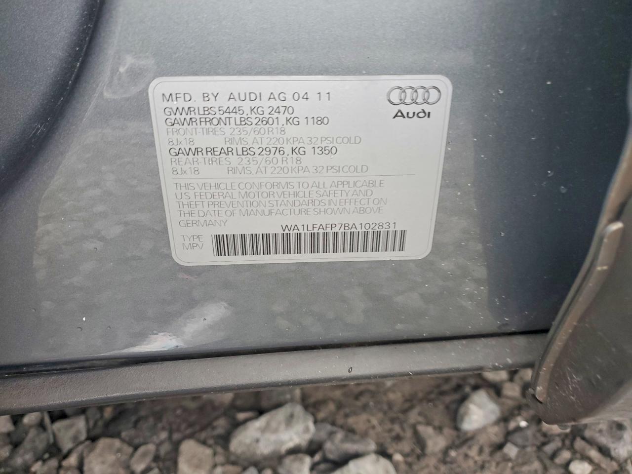 2011 Audi Q5 Premium Plus Silver vin: WA1LFAFP7BA102831