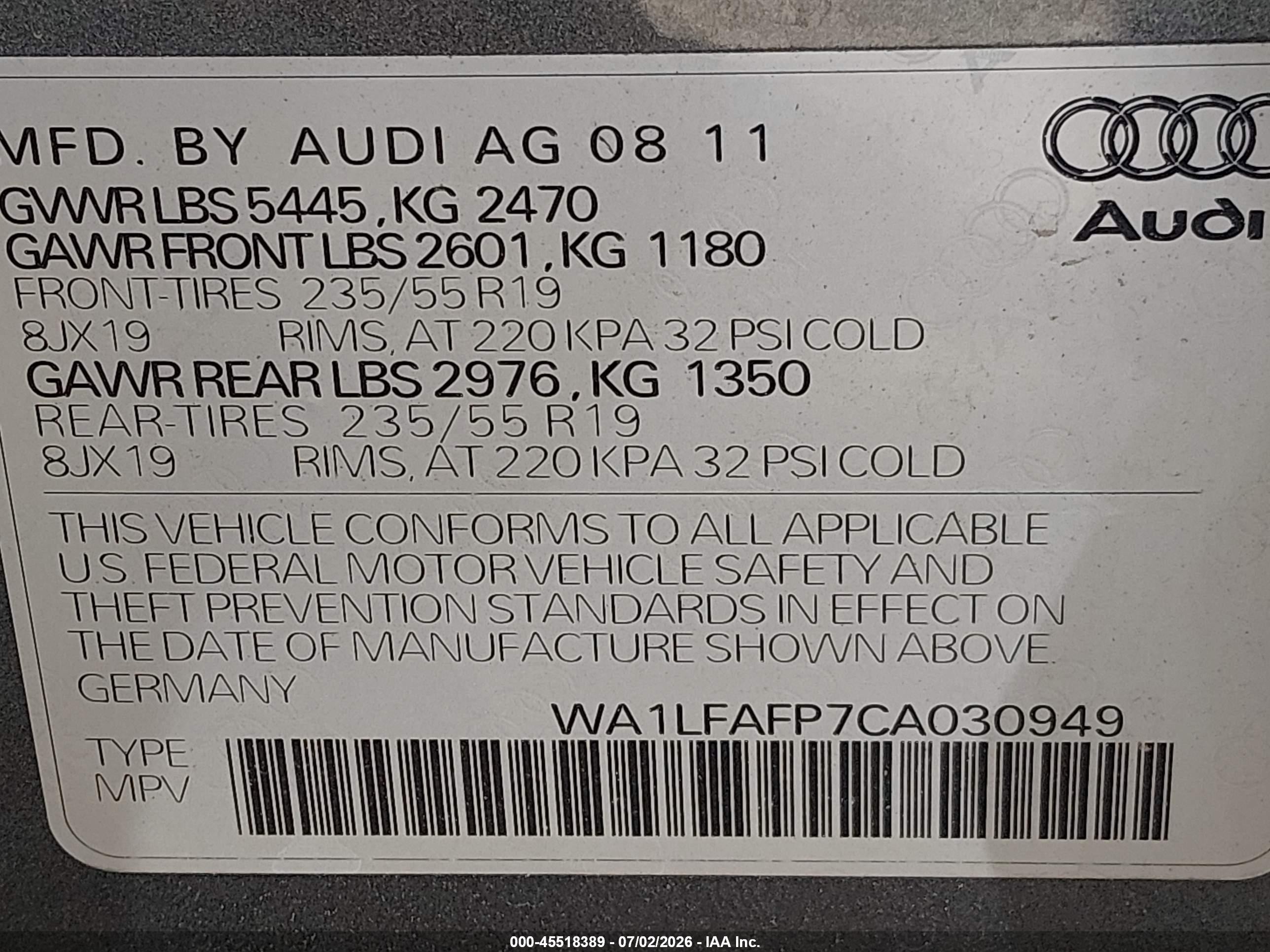 2012 Audi Q5 2.0t Premium Silver vin: WA1LFAFP7CA030949
