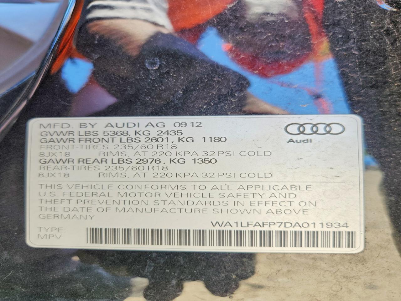 2013 Audi Q5 Premium Plus Черный vin: WA1LFAFP7DA011934