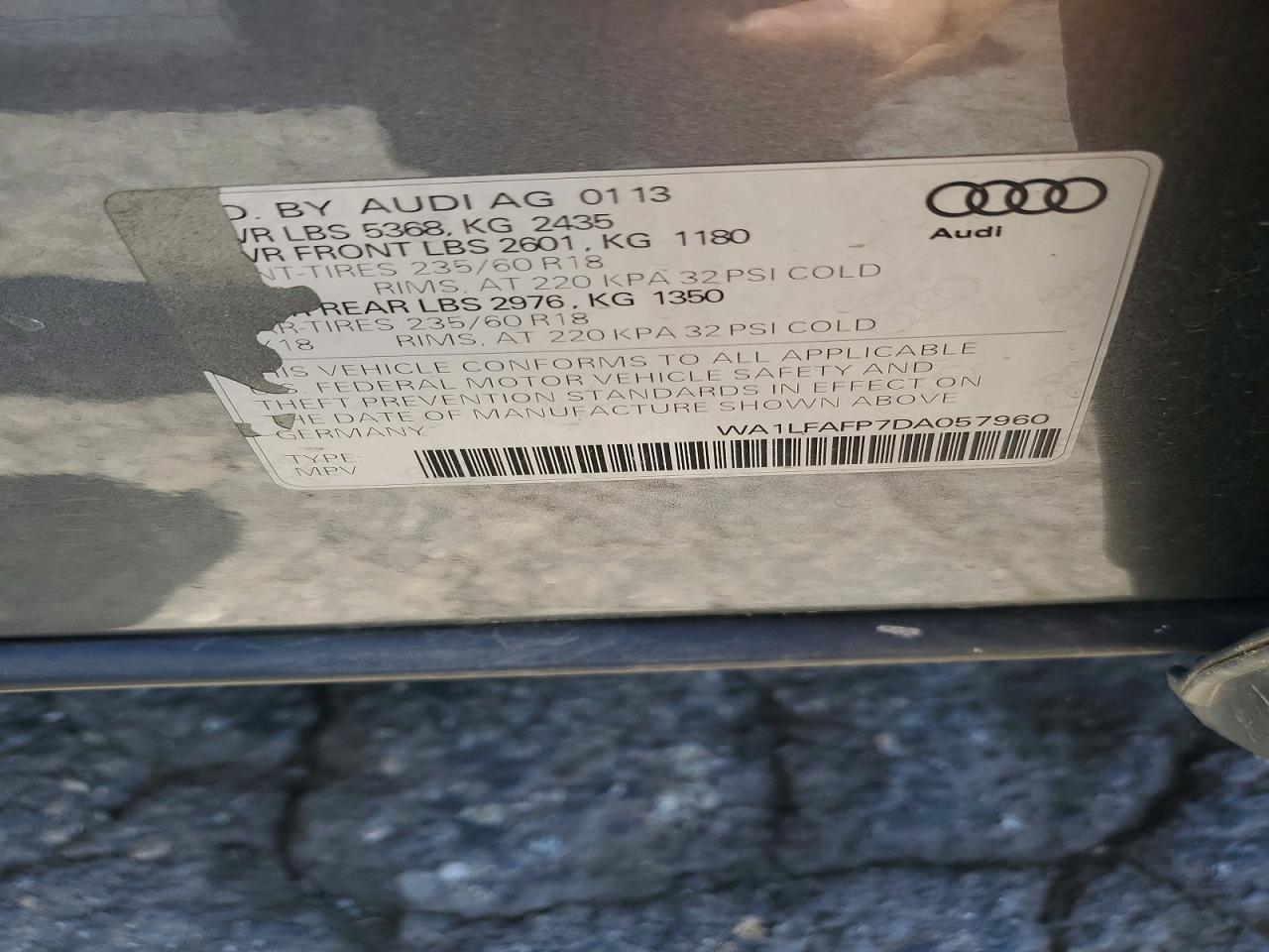 2013 Audi Q5 Premium Plus Gray vin: WA1LFAFP7DA057960