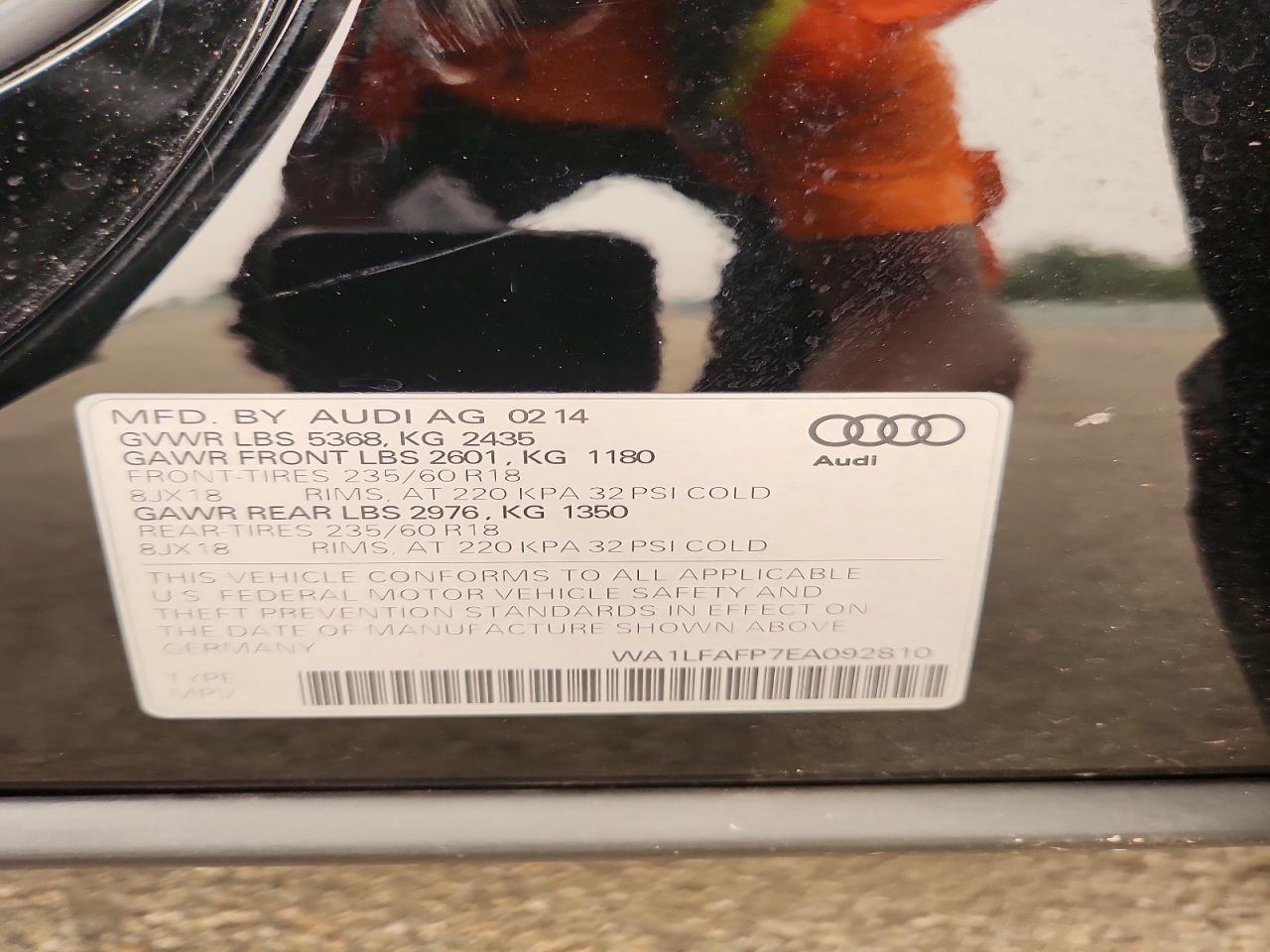 2014 Audi Q5 Premium Plus Black vin: WA1LFAFP7EA092810