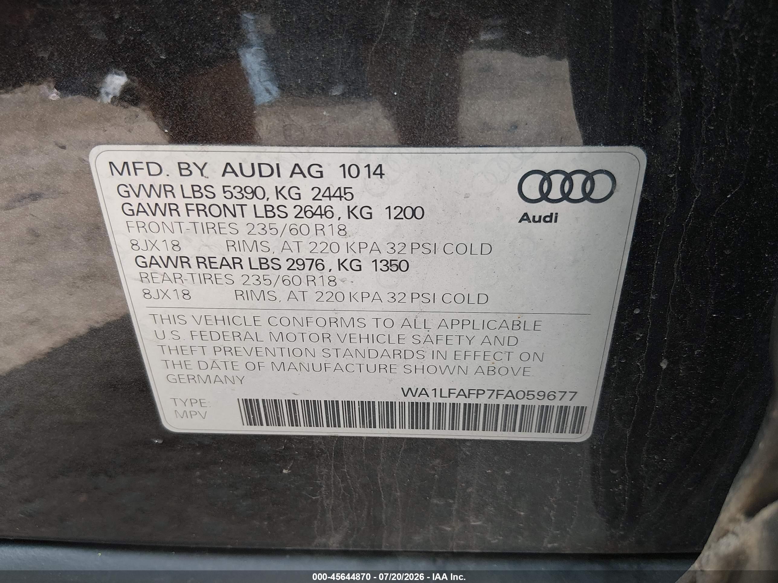 2015 Audi Q5 2.0t Premium Black vin: WA1LFAFP7FA059677