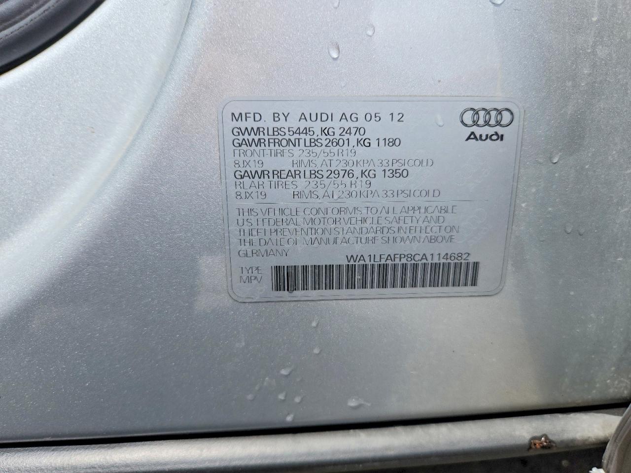 2012 Audi Q5 Premium Plus Silver vin: WA1LFAFP8CA114682