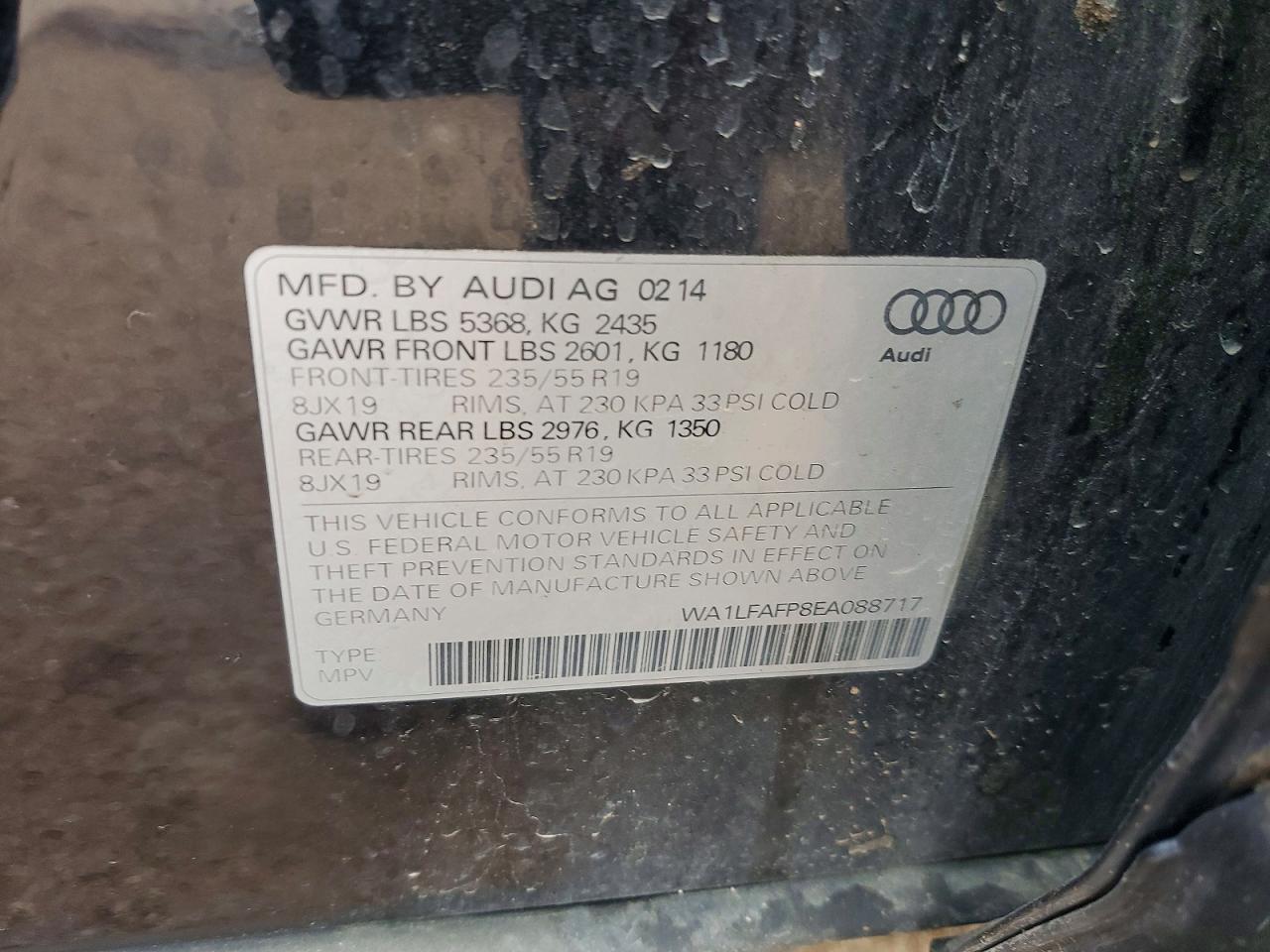 2014 Audi Q5 Premium Plus Black vin: WA1LFAFP8EA088717