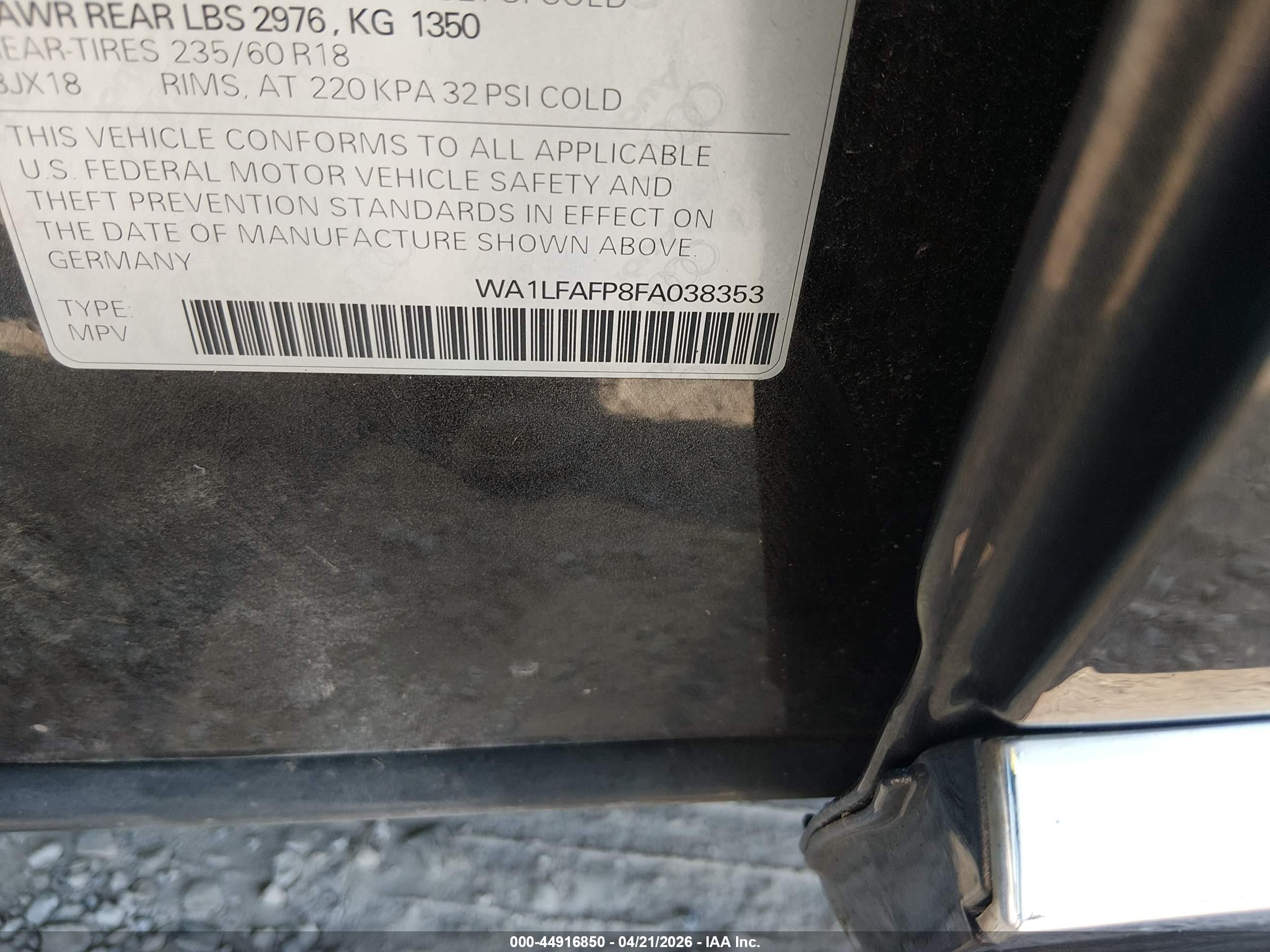 2015 Audi Q5 2.0t Premium Black vin: WA1LFAFP8FA038353