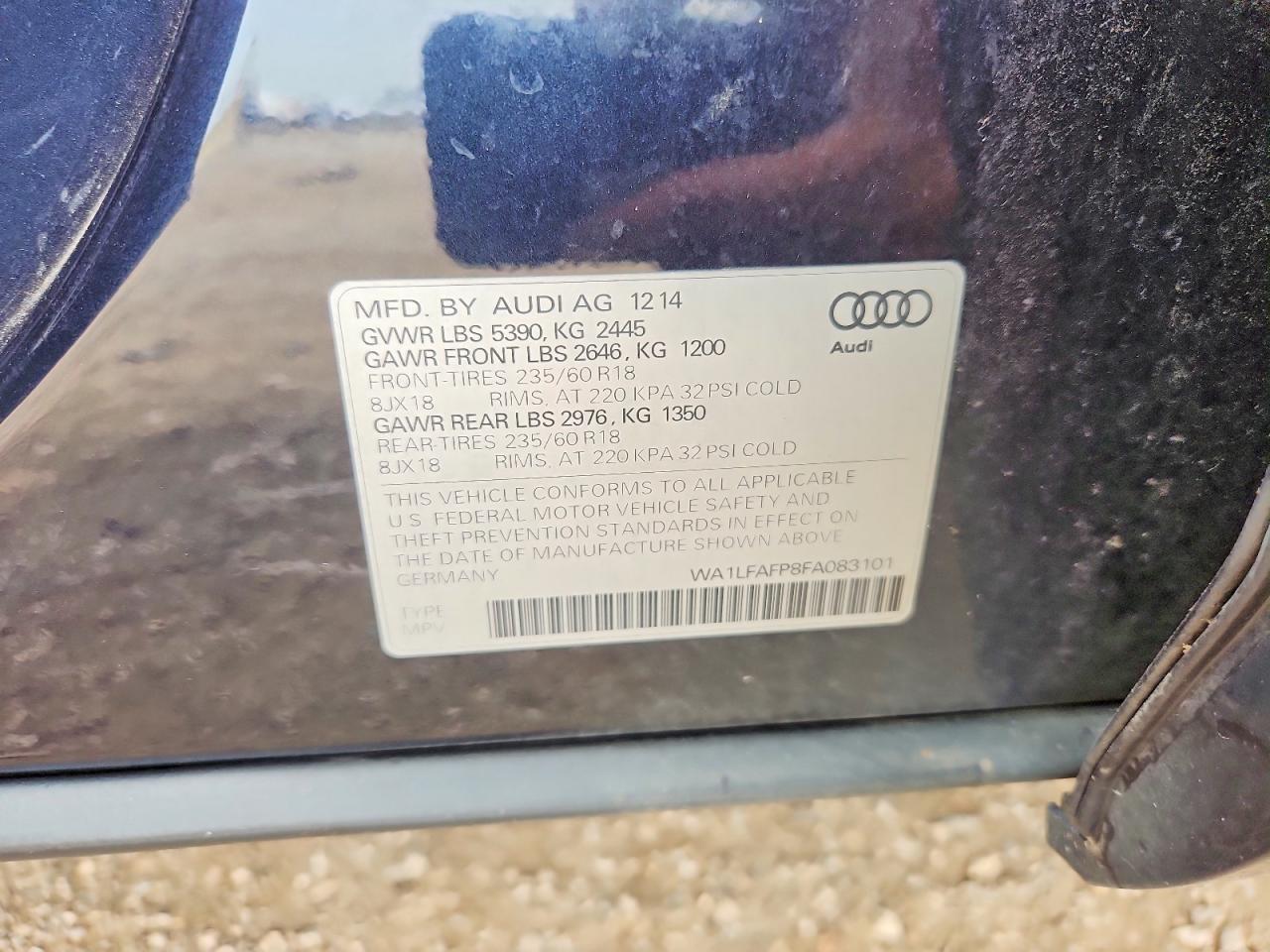 2015 Audi Q5 Premium Plus Black vin: WA1LFAFP8FA083101