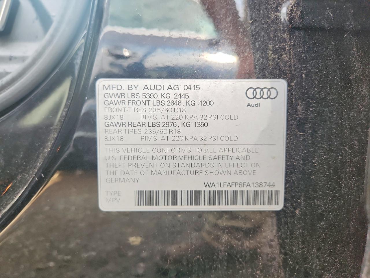 2015 Audi Q5 Premium Plus Black vin: WA1LFAFP8FA138744