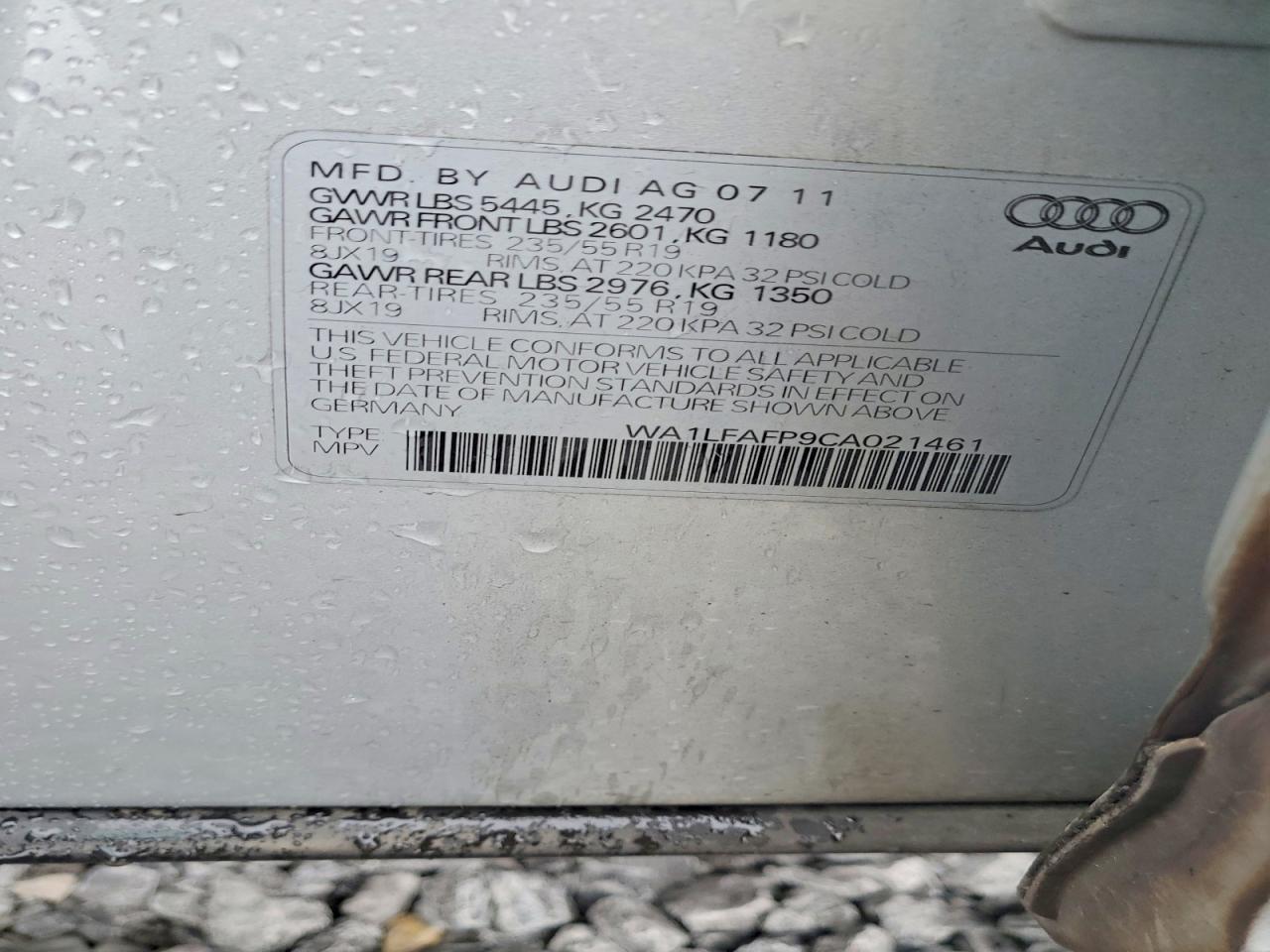 2012 Audi Q5 Premium Plus Silver vin: WA1LFAFP9CA021461