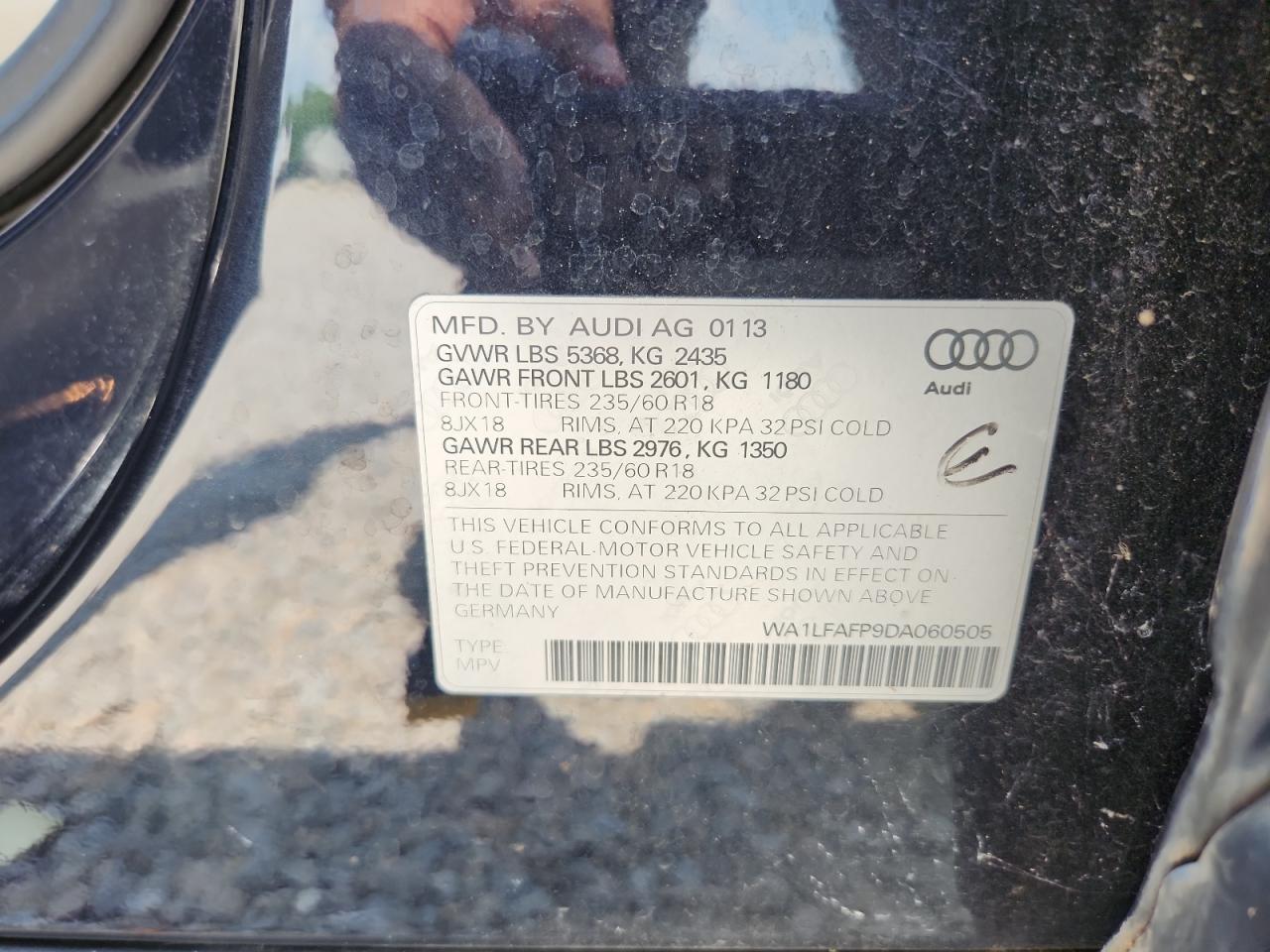 2013 Audi Q5 Premium Plus Blue vin: WA1LFAFP9DA060505