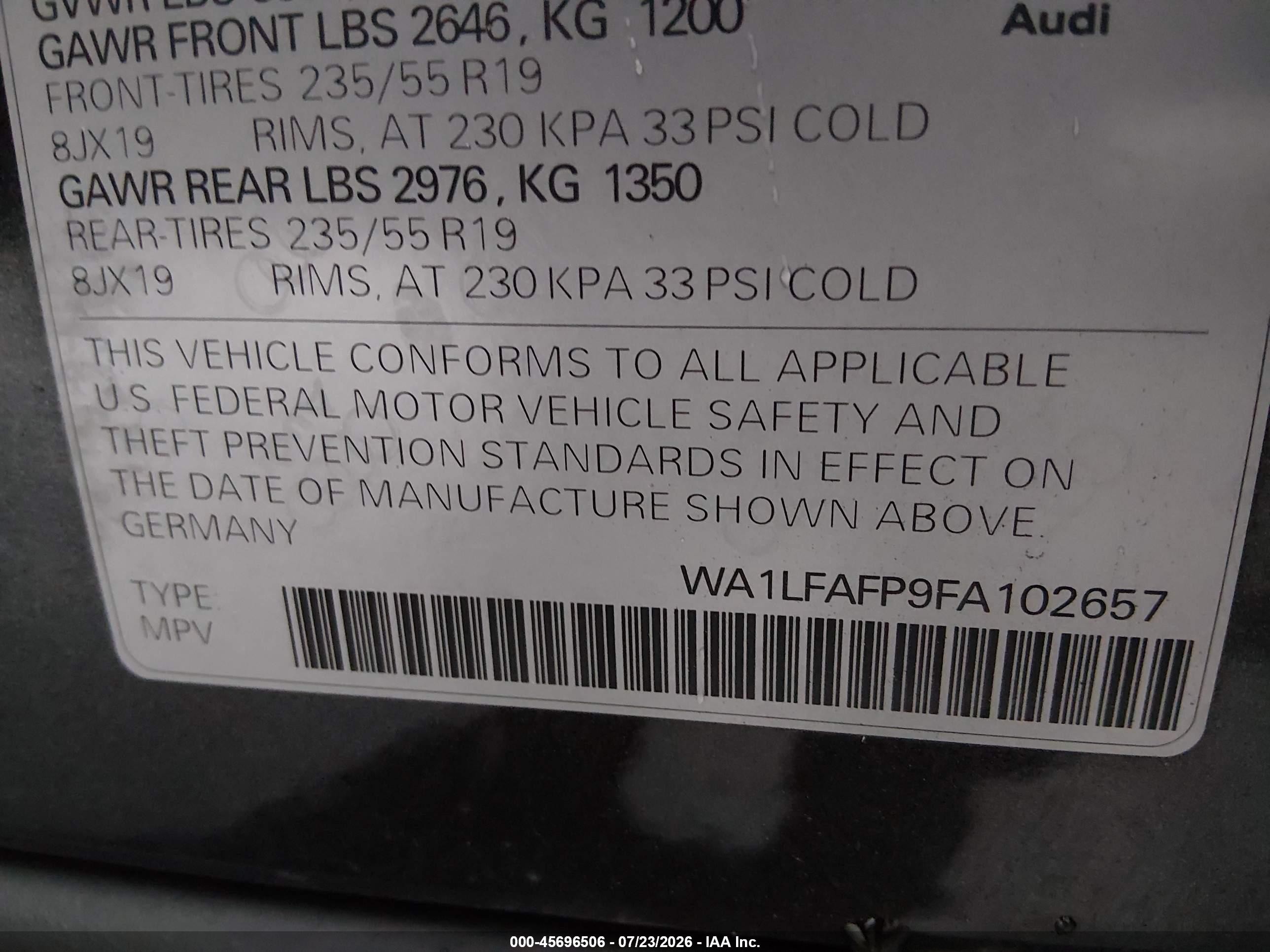 2015 Audi Q5 2.0t Premium Gray vin: WA1LFAFP9FA102657