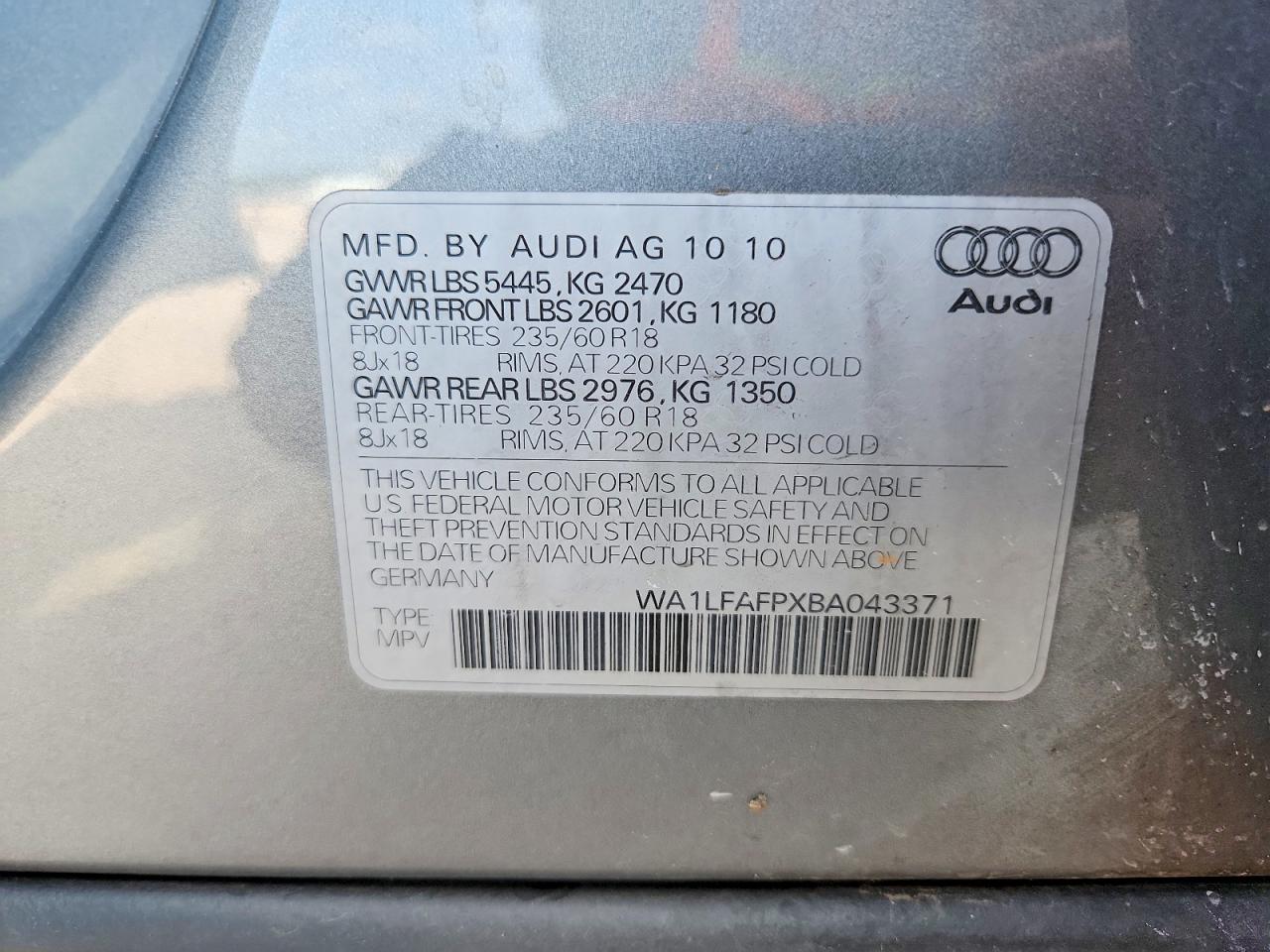 2011 Audi Q5 Premium Plus Silver vin: WA1LFAFPXBA043371