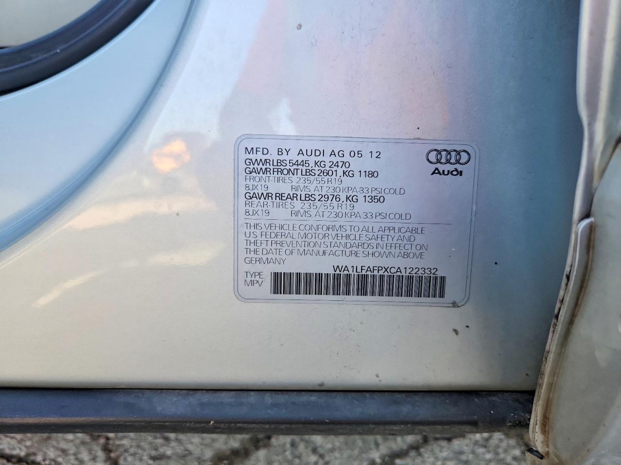 2012 Audi Q5 Premium Plus Silver vin: WA1LFAFPXCA122332